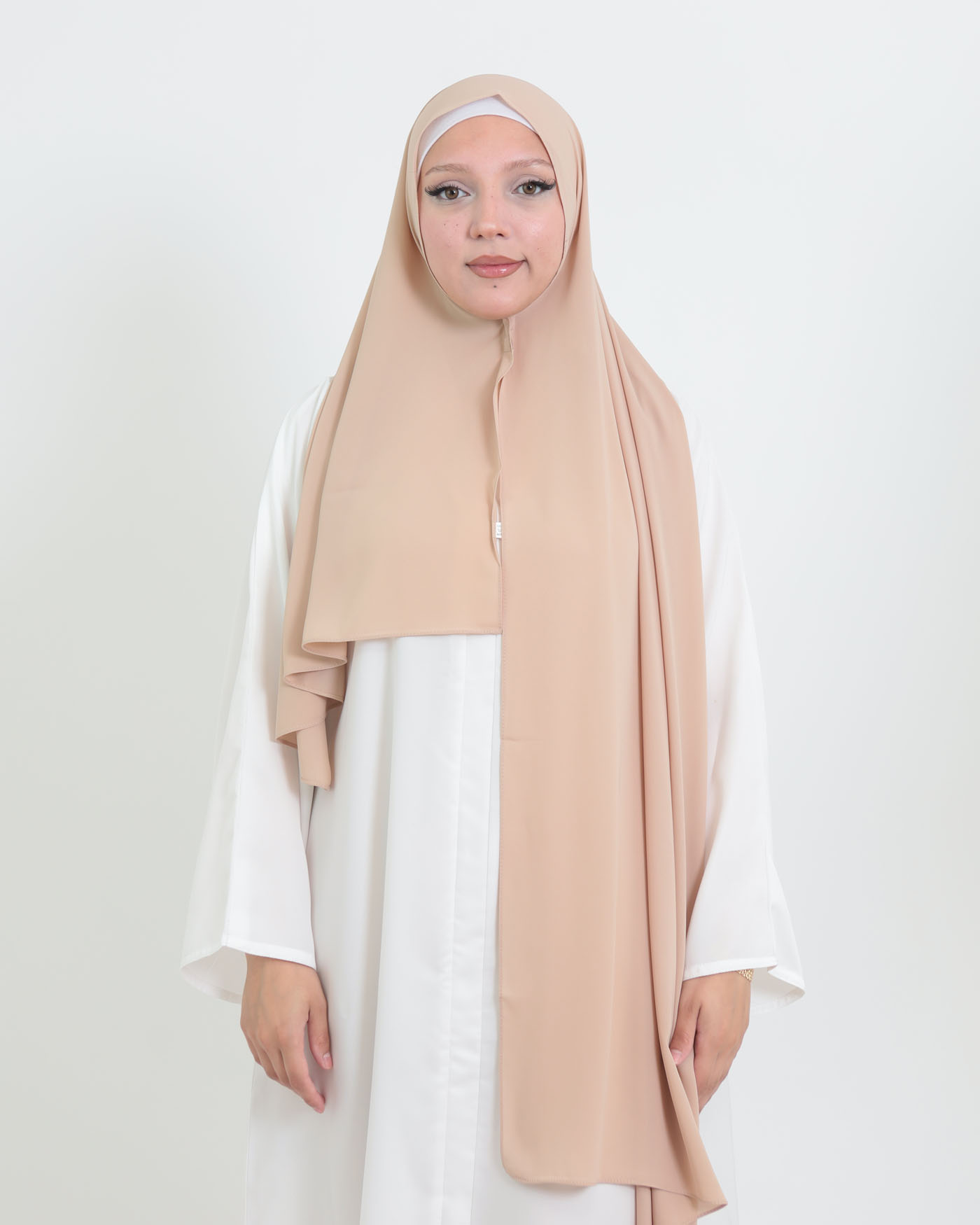 Hijab med integrerad magnet - Lyx Chiffon - Beige - 4