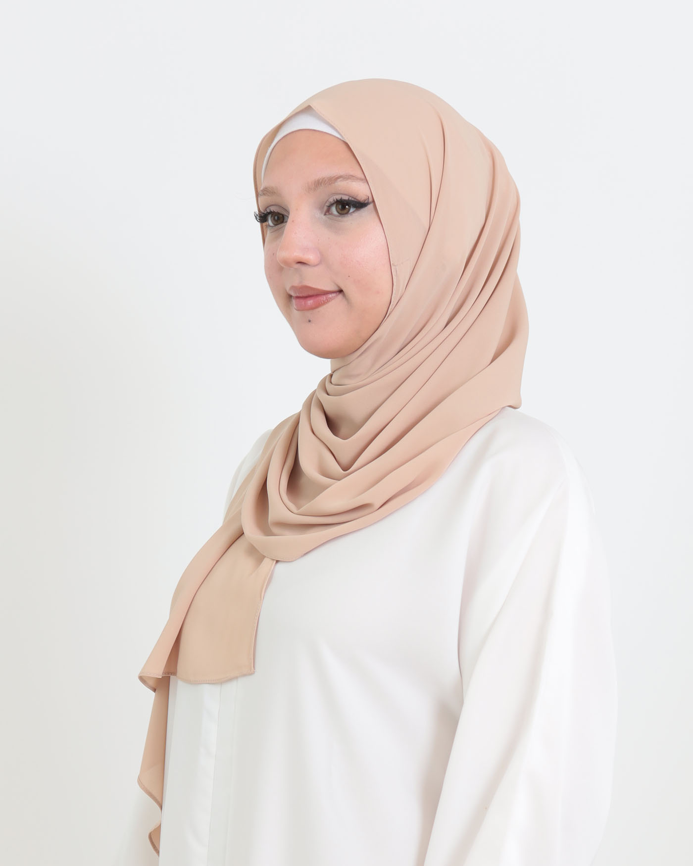 Hijab med integrerad magnet - Lyx Chiffon - Beige - 2