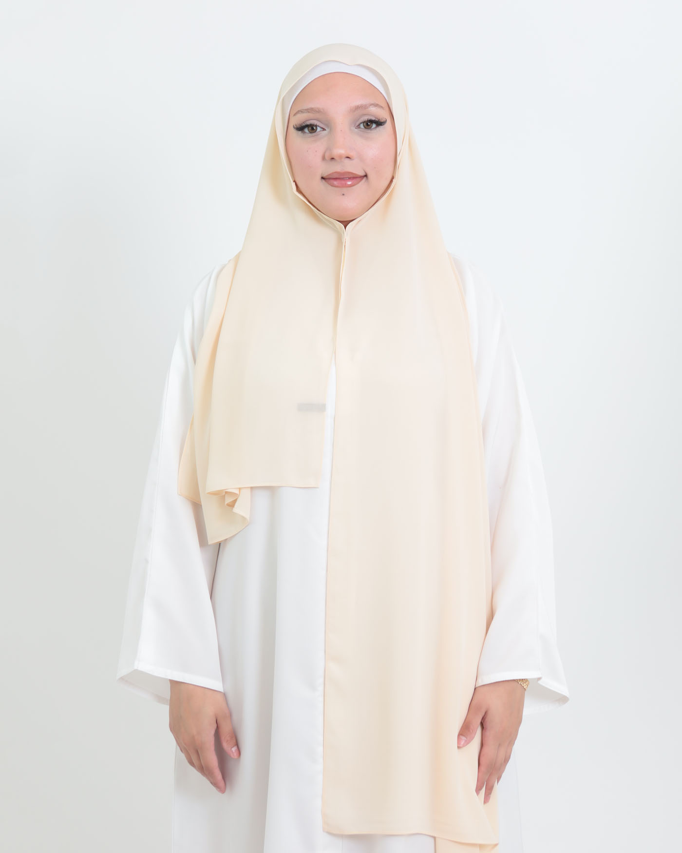Hijab with integrated magnet - Luxury Chiffon - Cream - 4