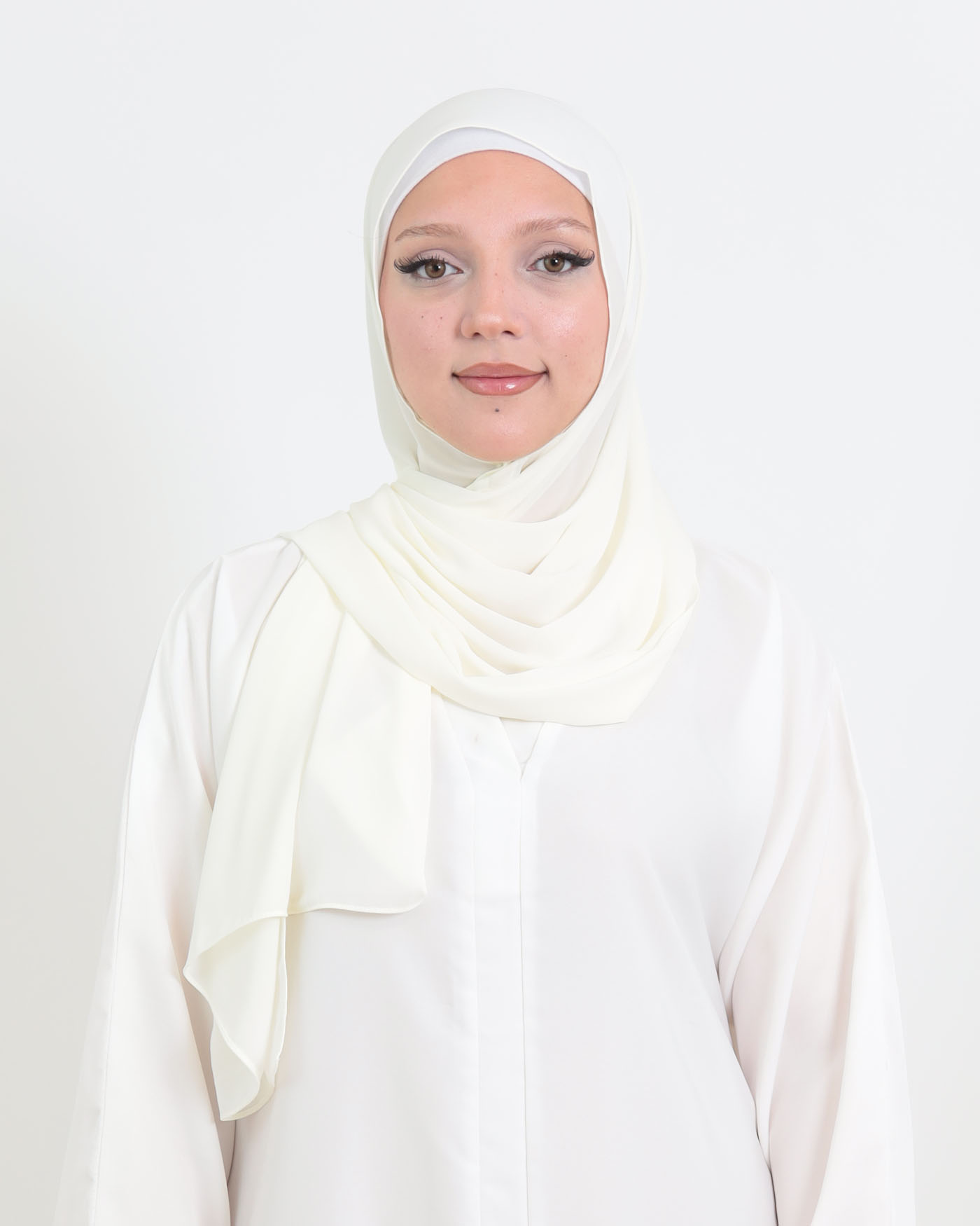 Hijab med integrerad magnet - Lyx Chiffon - Off-White