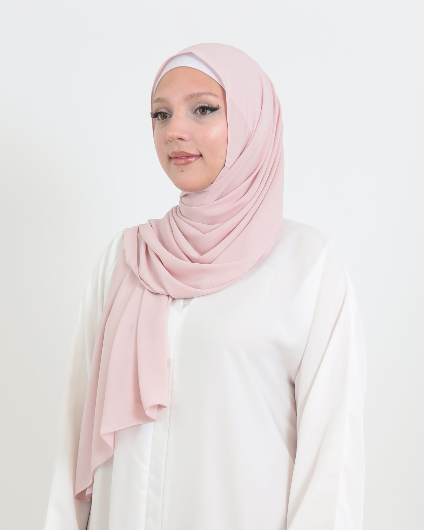 Hijab med integrerad magnet - Lyx Chiffon - Puderrosa - 2