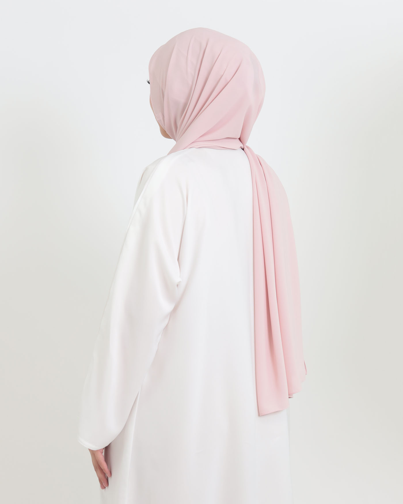 Hijab med integrerad magnet - Lyx Chiffon - Puderrosa - 3