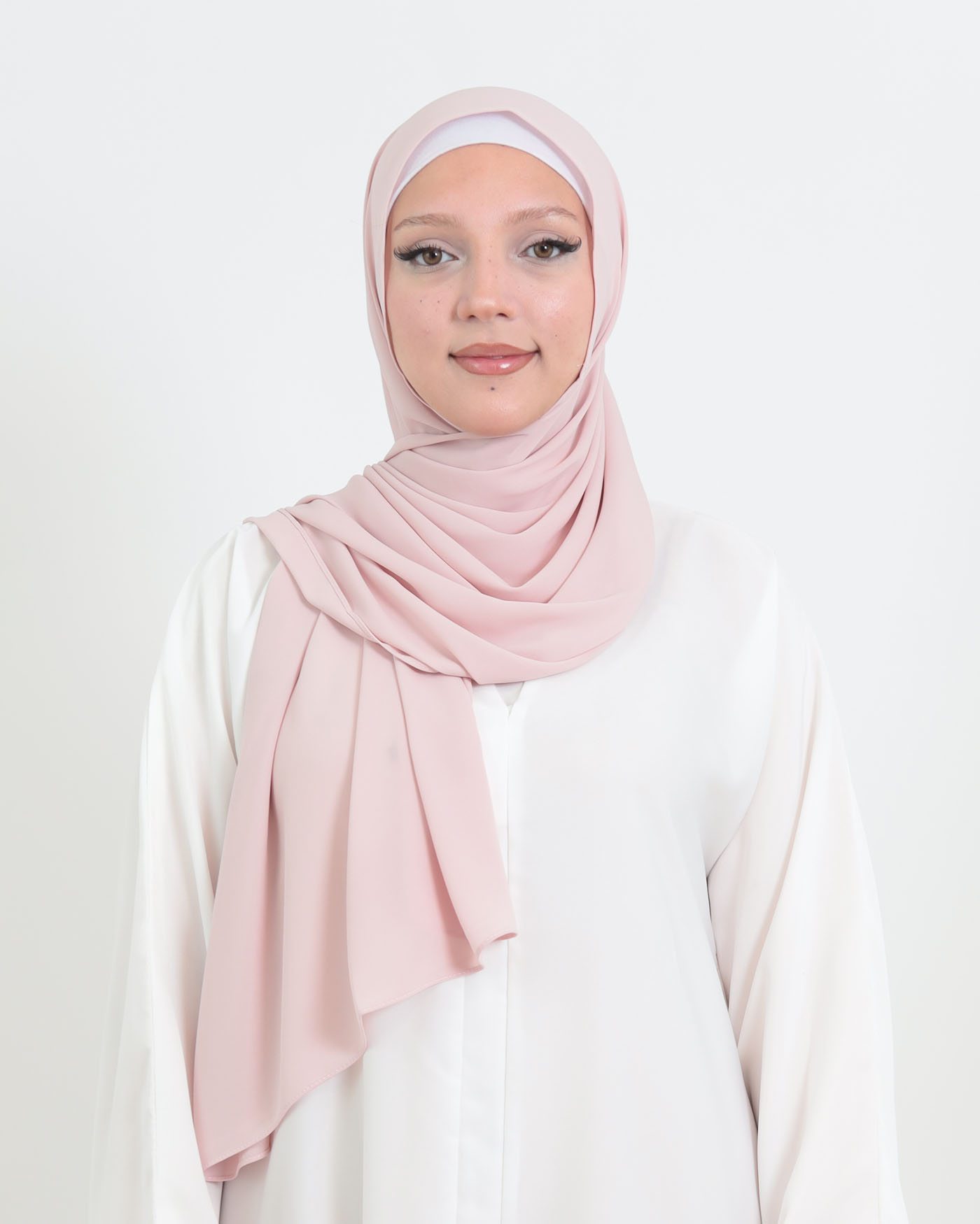 Hijab med integrerad magnet - Lyx Chiffon - Puderrosa