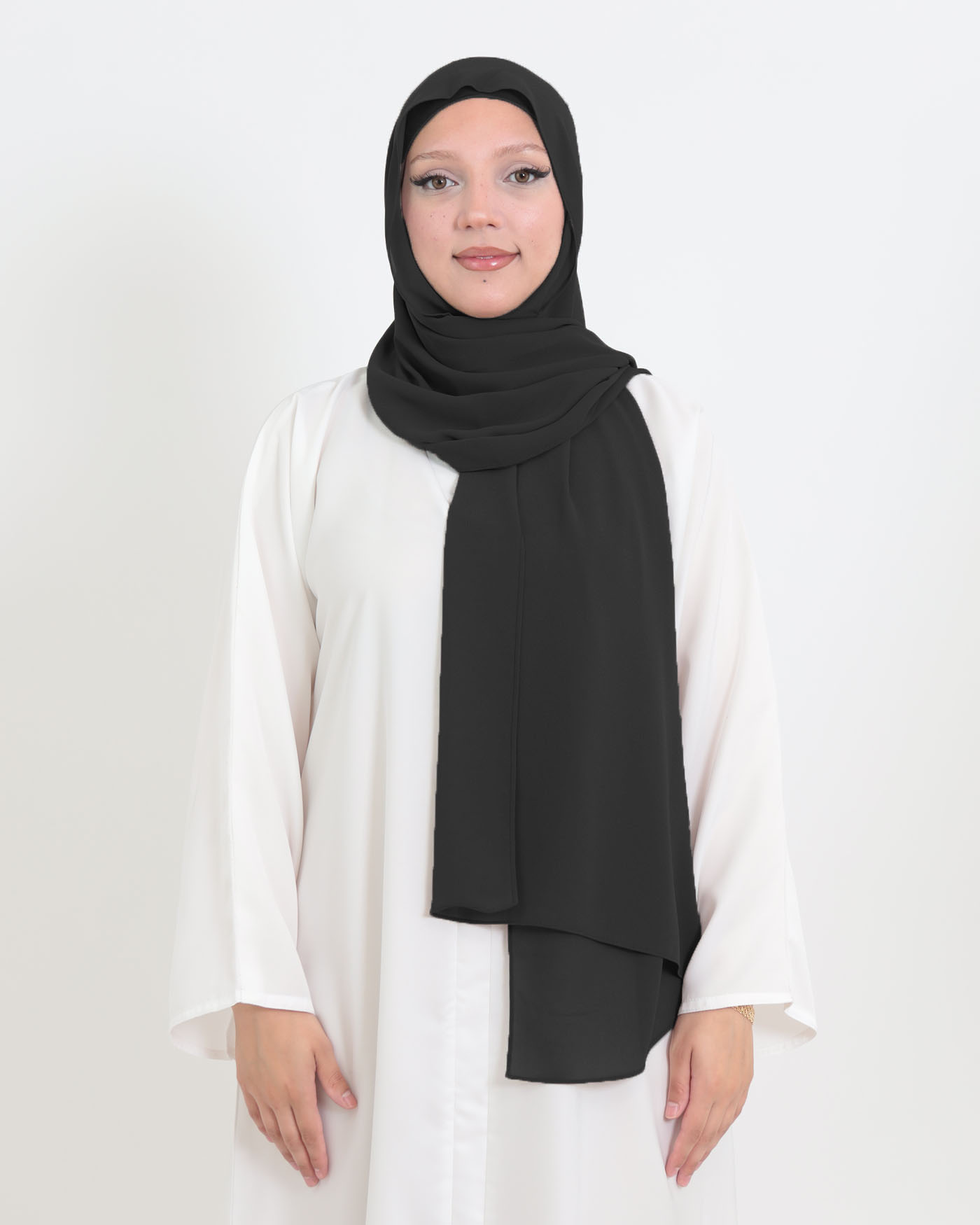 Hijab mit Kappe und integriertem Magneten - Chiffon - Schwarz - 4