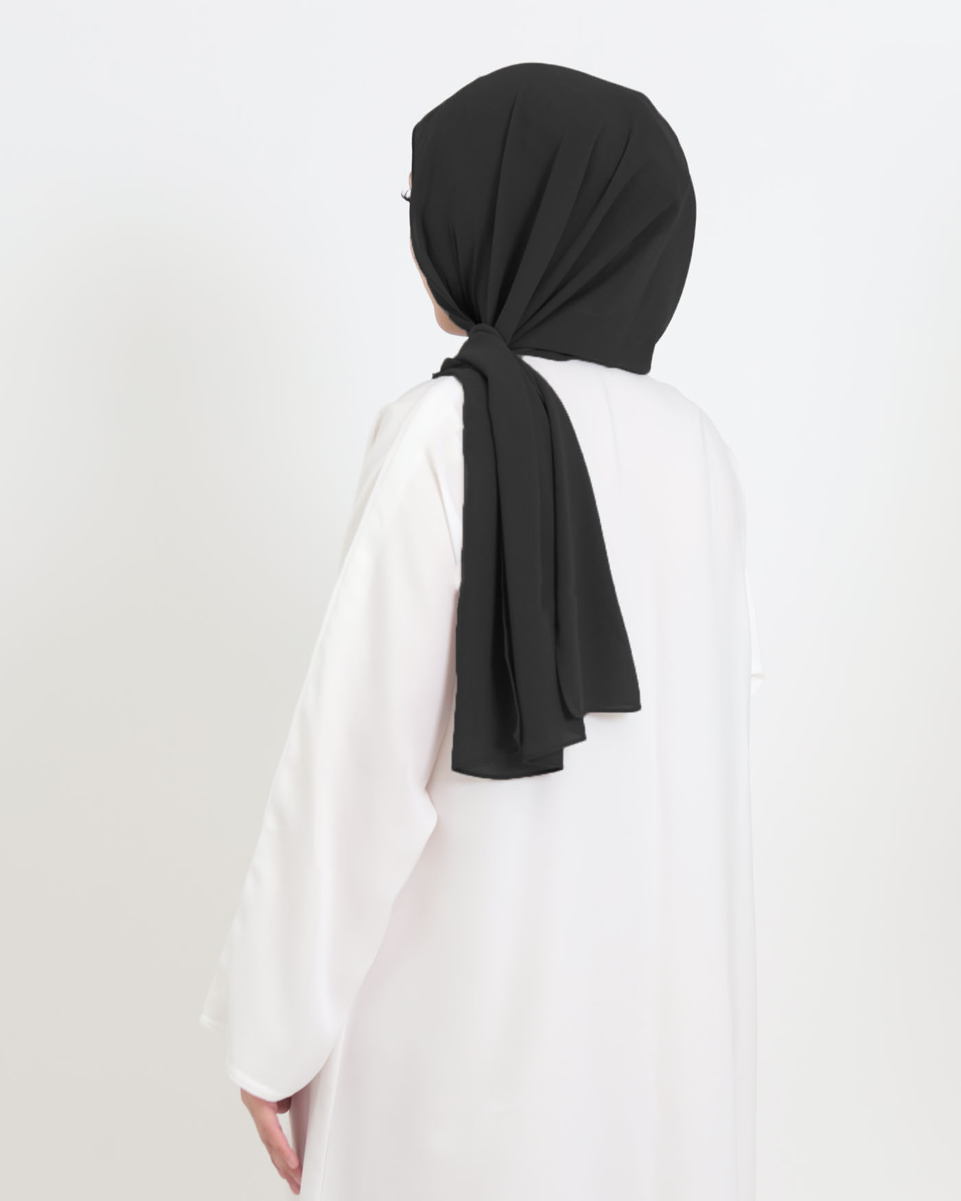 Hijab mit Kappe und integriertem Magneten - Chiffon - Schwarz - 2