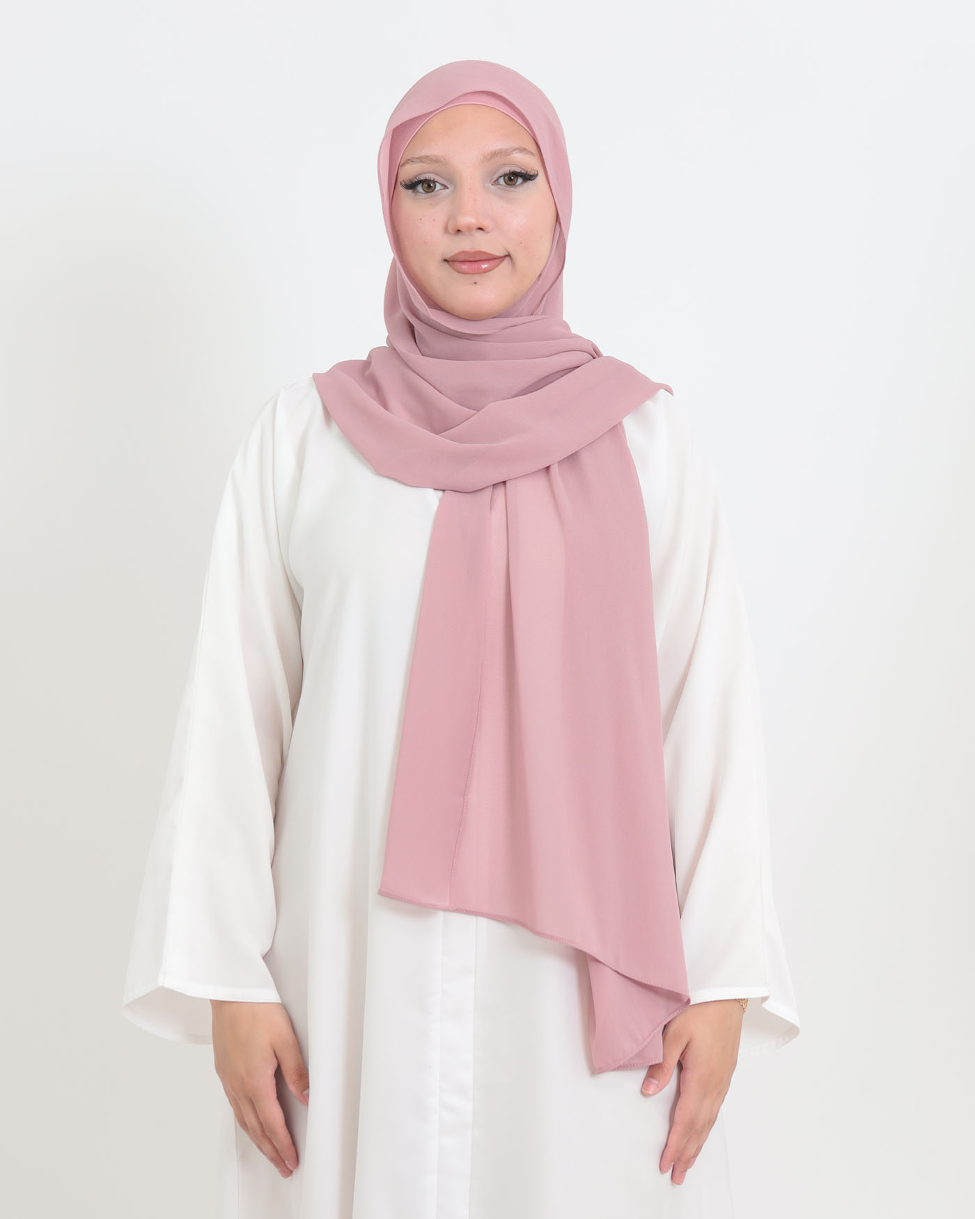 Hijab with cap and integrated magnet - Chiffon - Mauve - 4