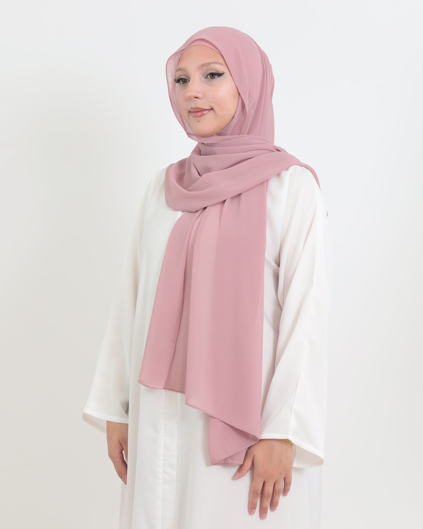 Hijab with cap and integrated magnet - Chiffon - Mauve