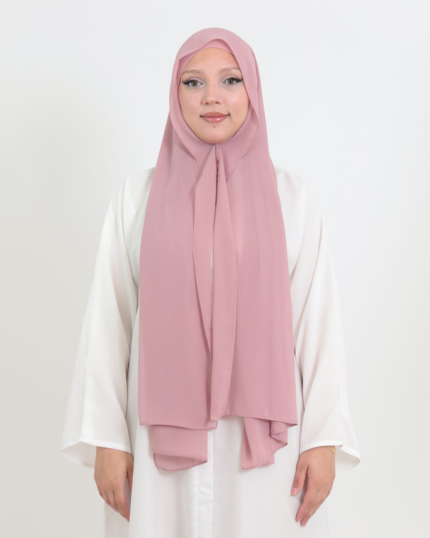 Hijab with cap and integrated magnet - Chiffon - Mauve - 3