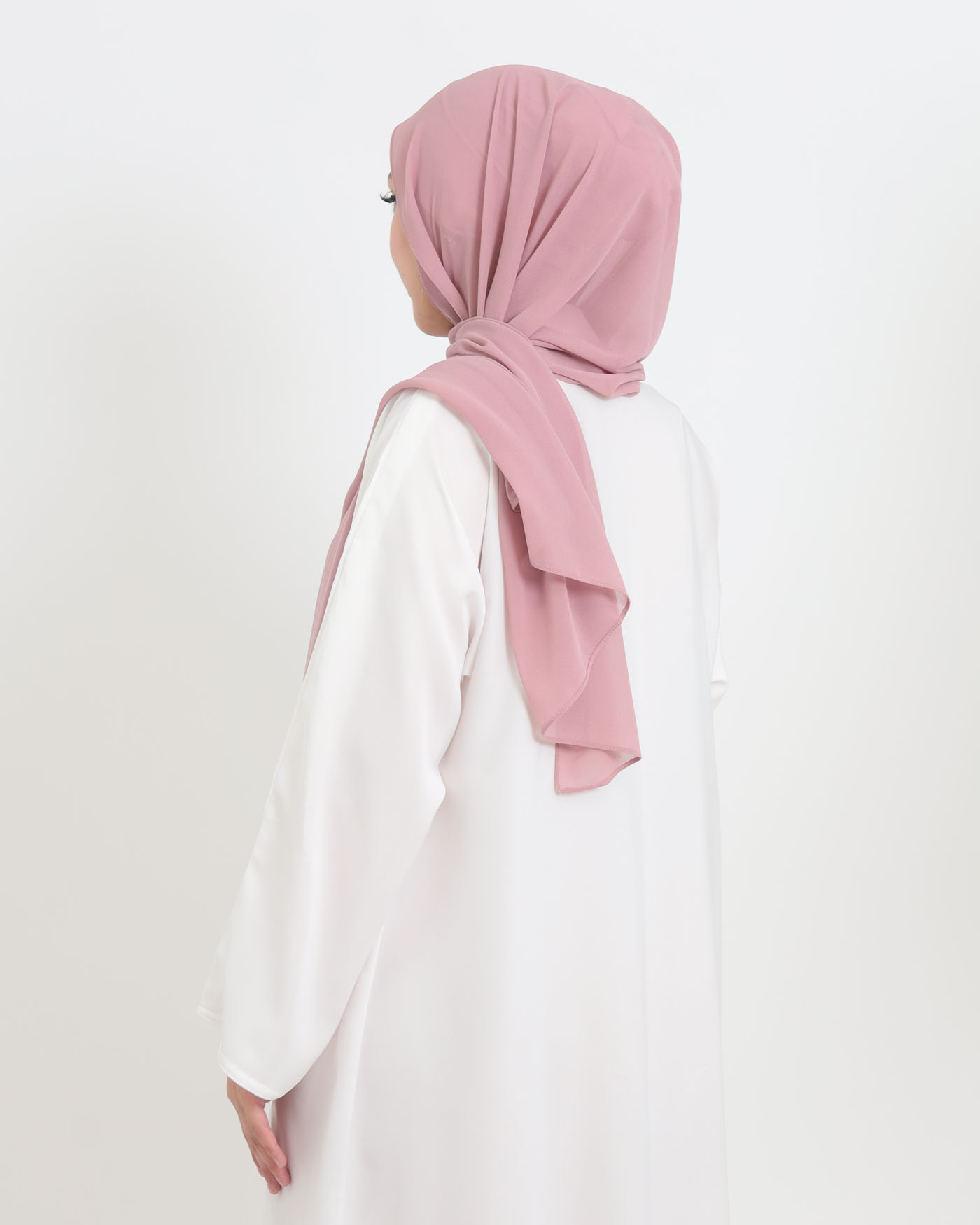 Hijab with cap and integrated magnet - Chiffon - Mauve - 2