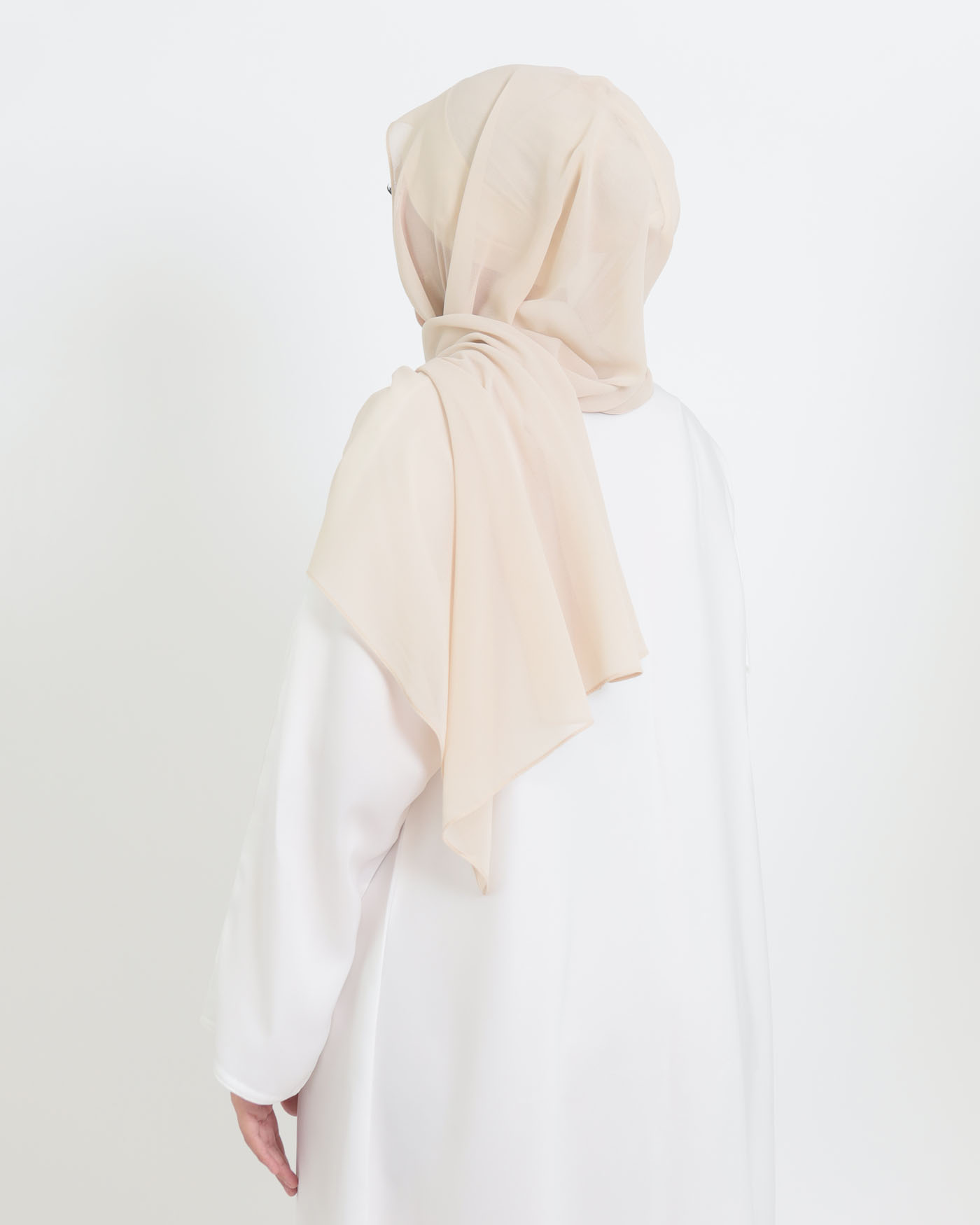 Hijab with cap and integrated magnet - Chiffon - Light Beige - 2