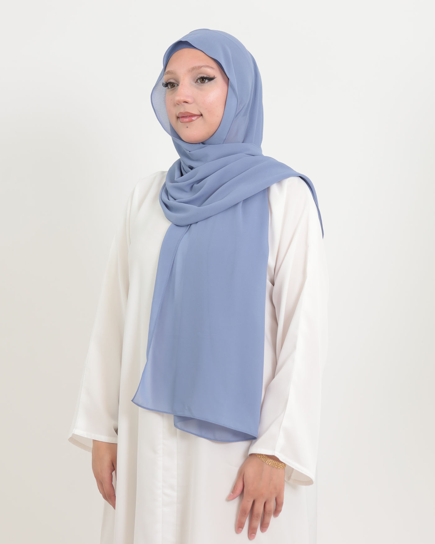 Hijab with cap and integrated magnet - Chiffon - Blue