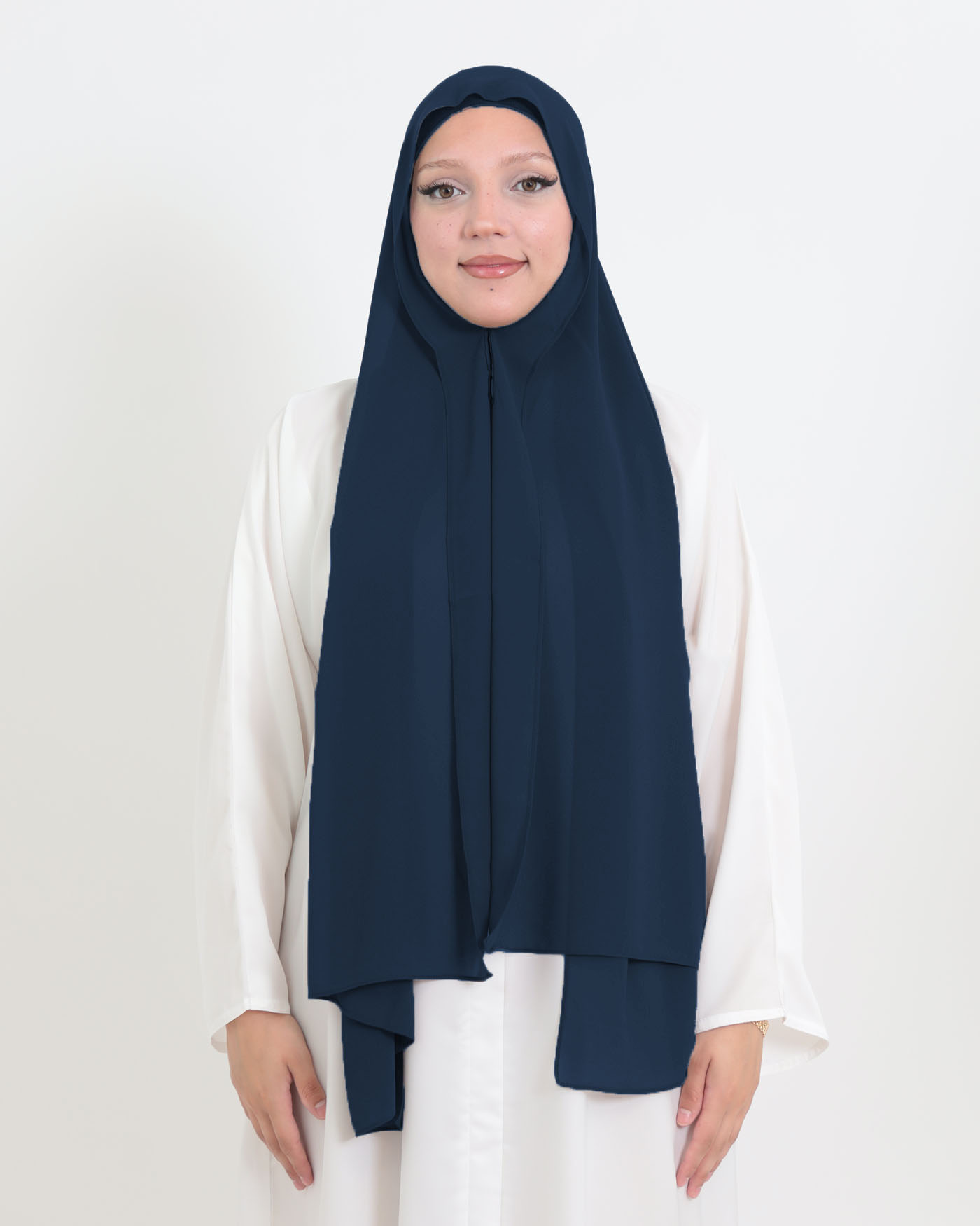 Hijab mit Kappe und integriertem Magneten - Chiffon - Mitternachtsblau - 3