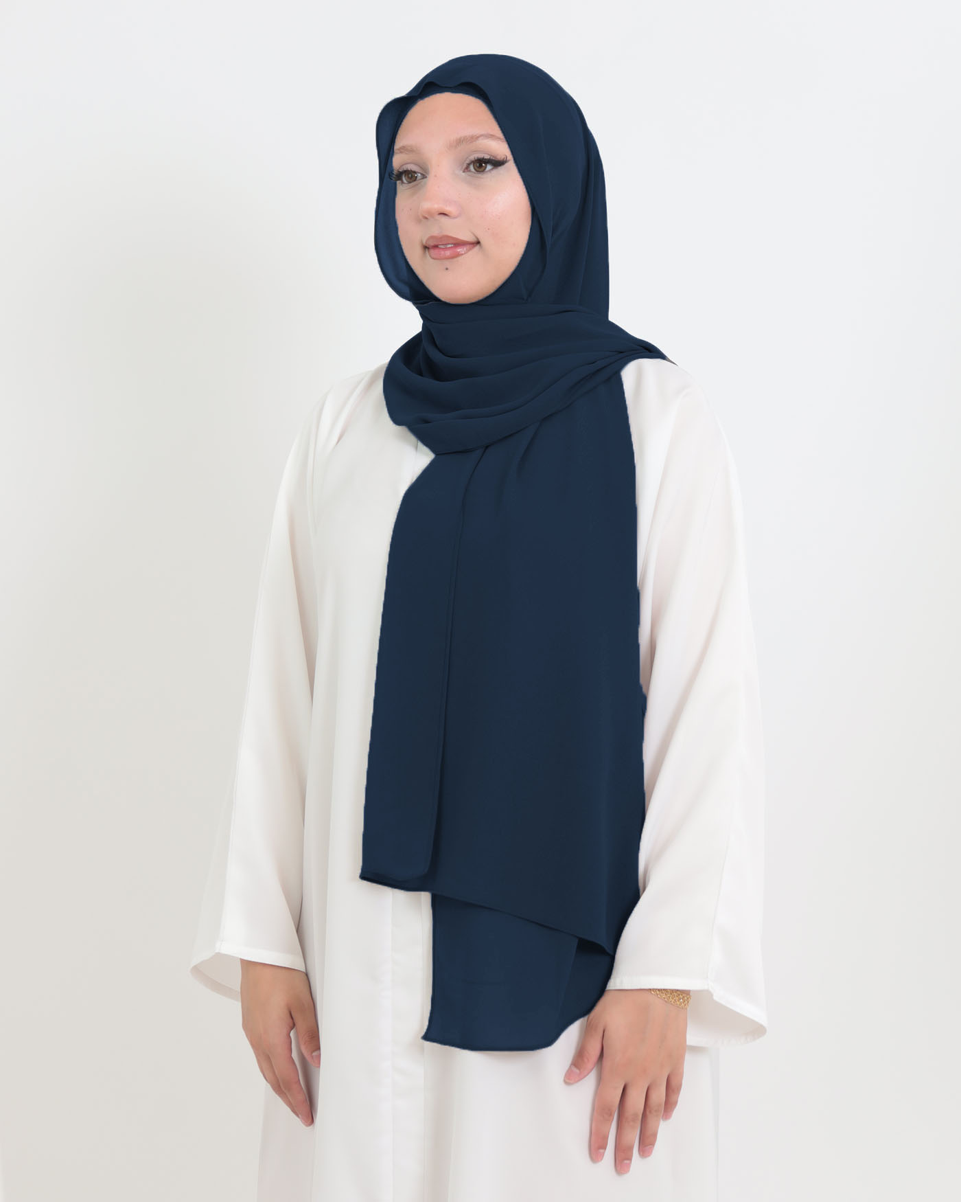 Hijab with cap and integrated magnet - Chiffon - Midnight Blue