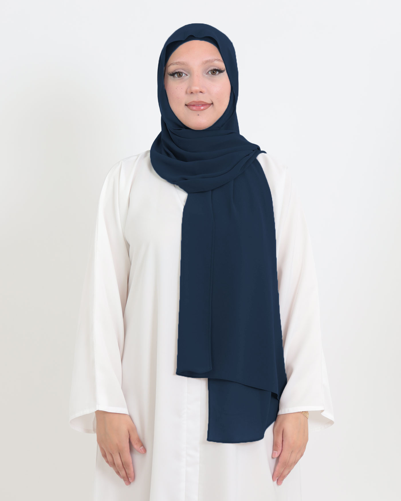 Hijab mit Kappe und integriertem Magneten - Chiffon - Mitternachtsblau - 4