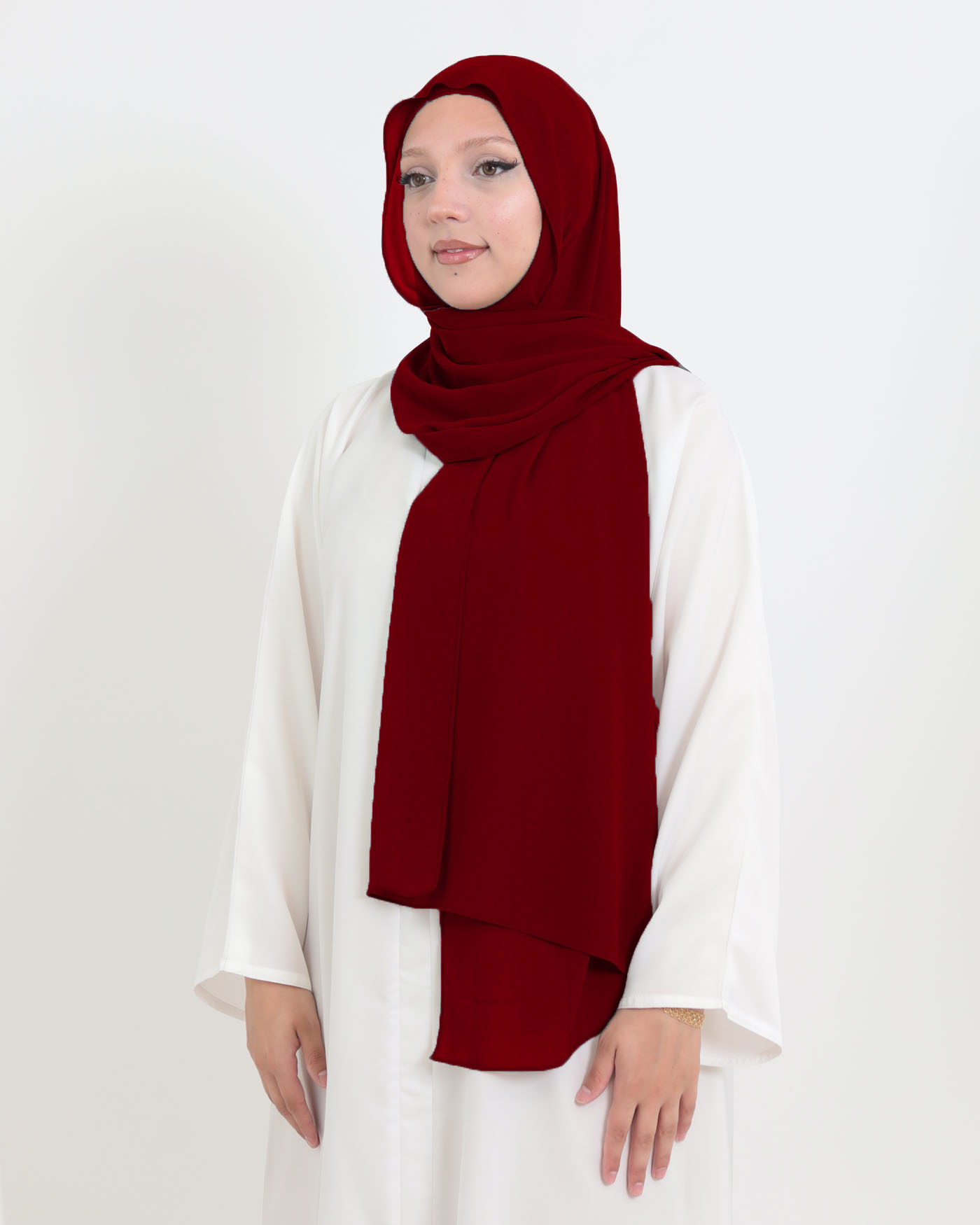 Hijab with cap and integrated magnet - Chiffon - Maroon