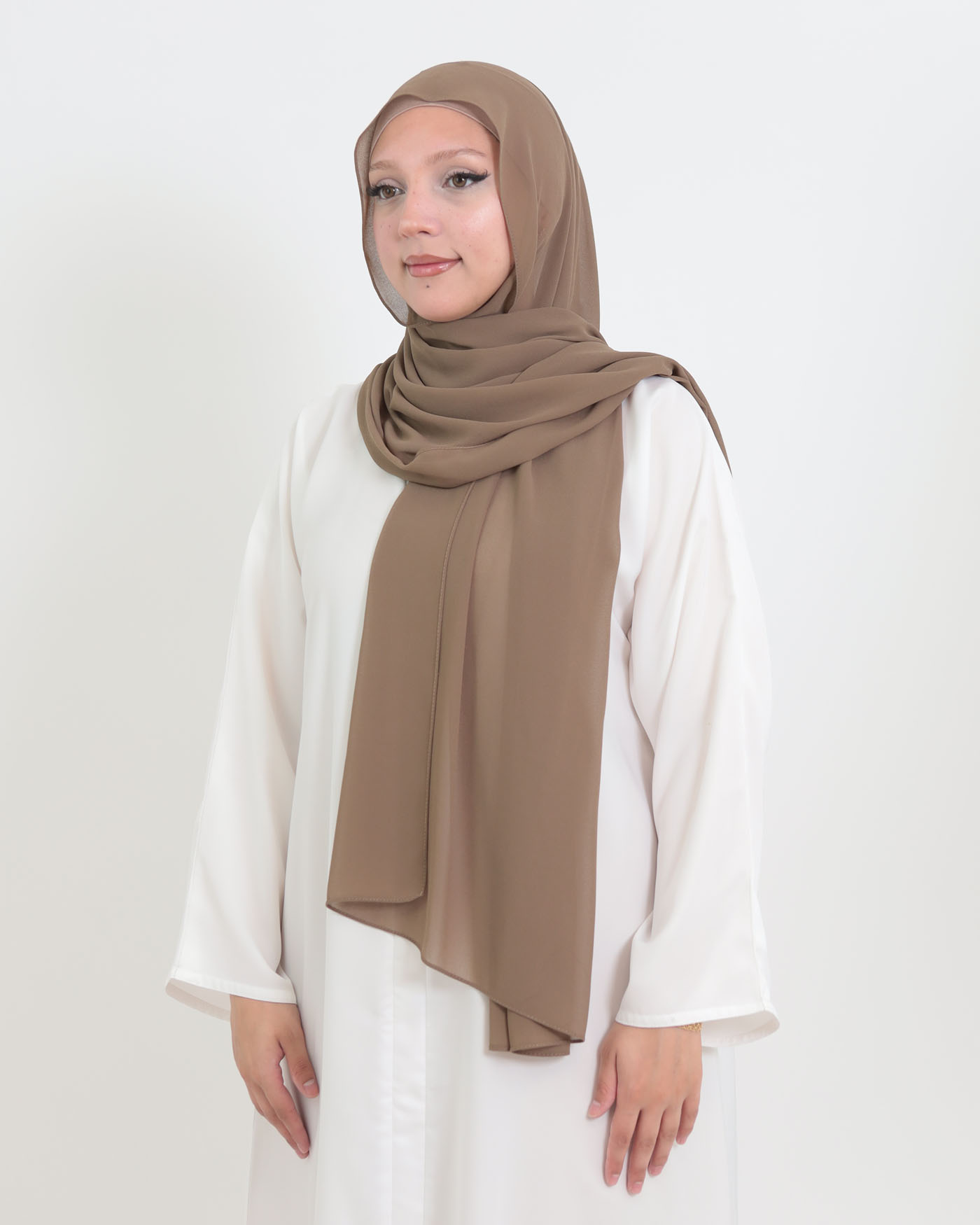 Hijab with cap and integrated magnet - Chiffon - Taupe