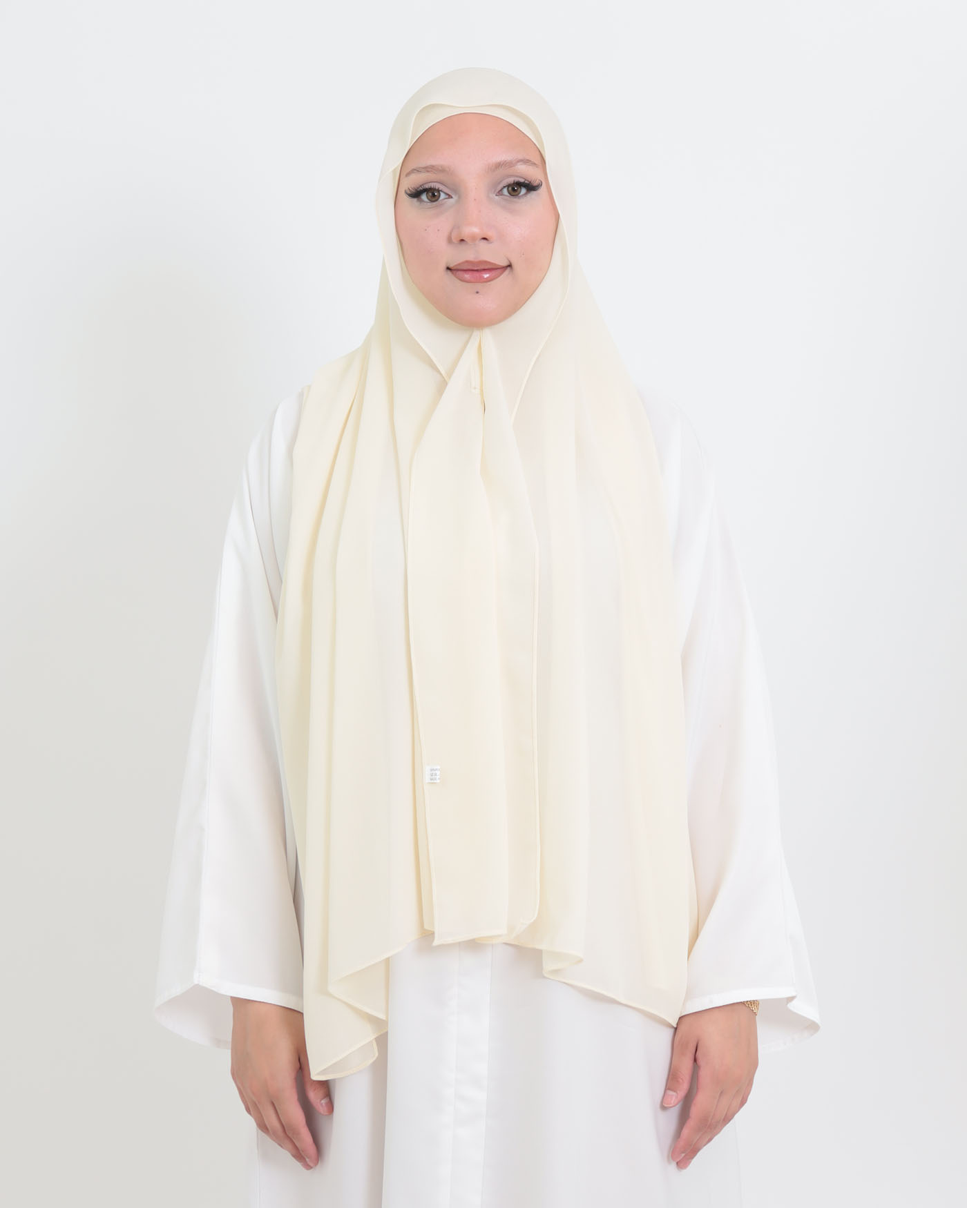 Hijab with cap and integrated magnet - Chiffon - Cream - 3