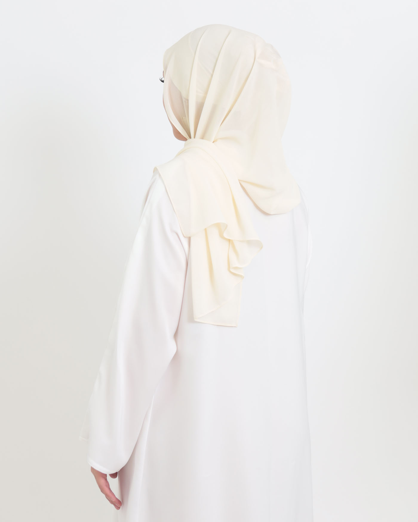 Hijab with cap and integrated magnet - Chiffon - Cream - 2