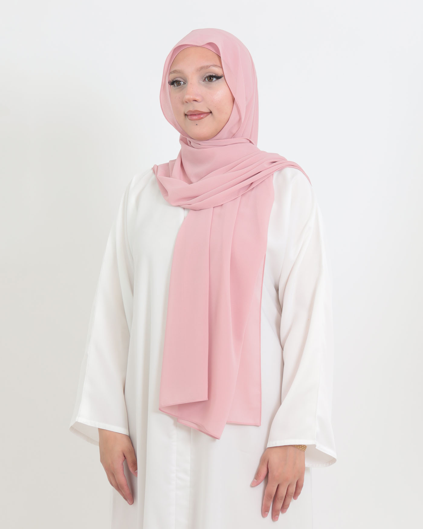 Hijab med cap och integrerad magnet - Chiffon - Rosa