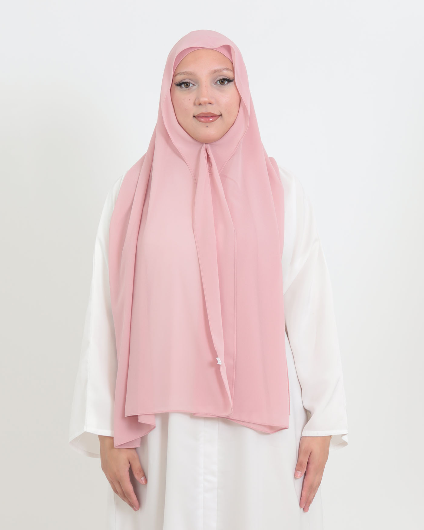 Hijab med cap och integrerad magnet - Chiffon - Rosa - 3