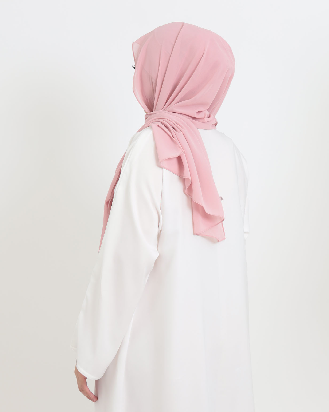 Hijab med cap och integrerad magnet - Chiffon - Rosa - 2