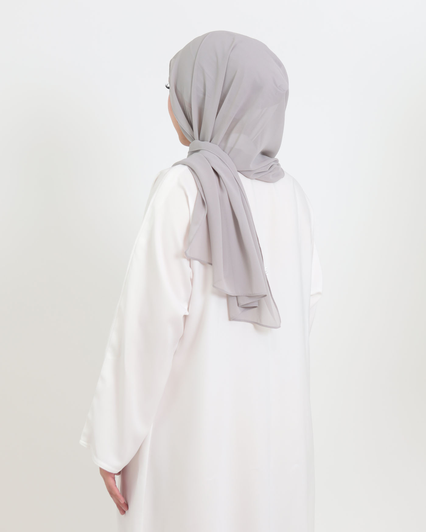 Hijab with cap and integrated magnet - Chiffon - Light Gray - 2