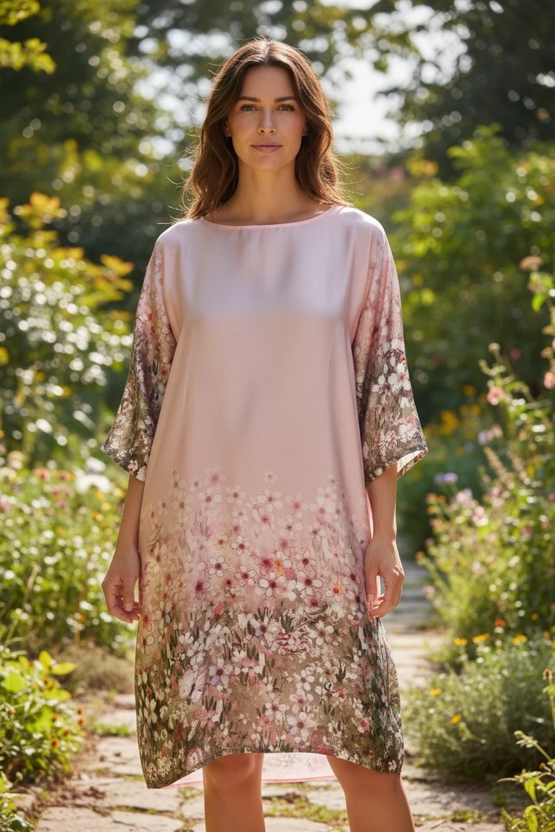 Rosa klänning med blommor