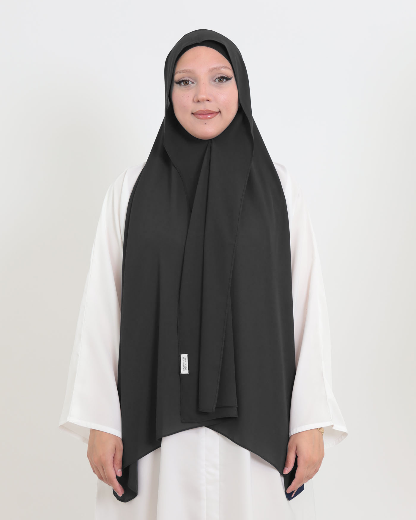 Hijab with cap and integrated magnet - Luxury Chiffon - Black - 3