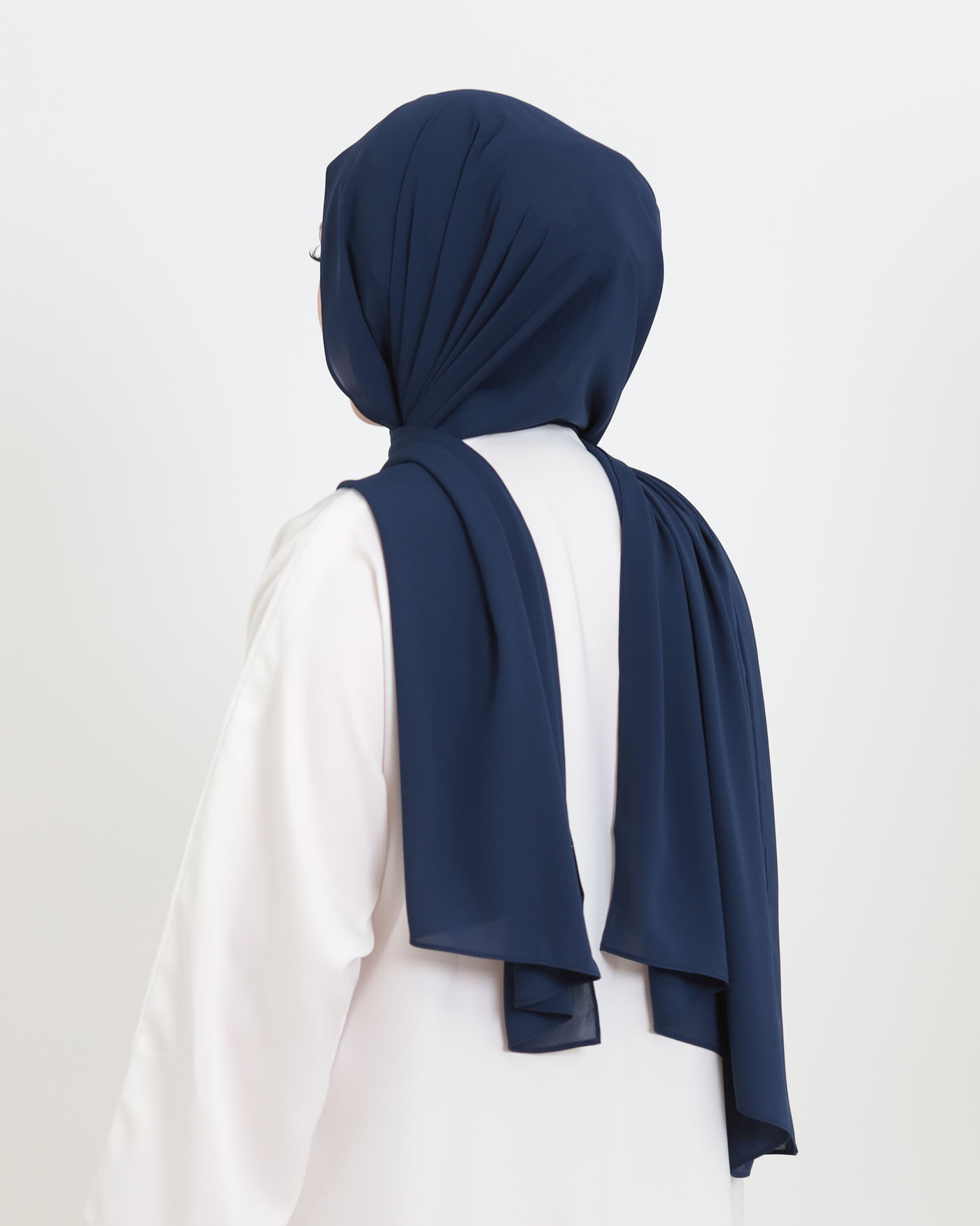 Hijab med cap och integrerad magnet - Lyx Chiffon - Midnattsblå - 2