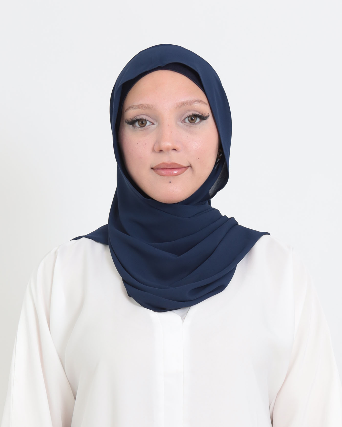 Hijab med cap och integrerad magnet - Lyx Chiffon - Midnattsblå - 4