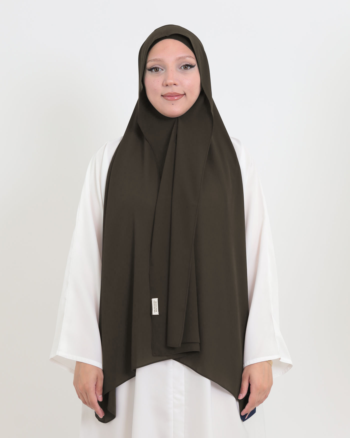 Hijab mit Kappe und integriertem Magneten - Luxus-Chiffon - Dunkelbraun - 3