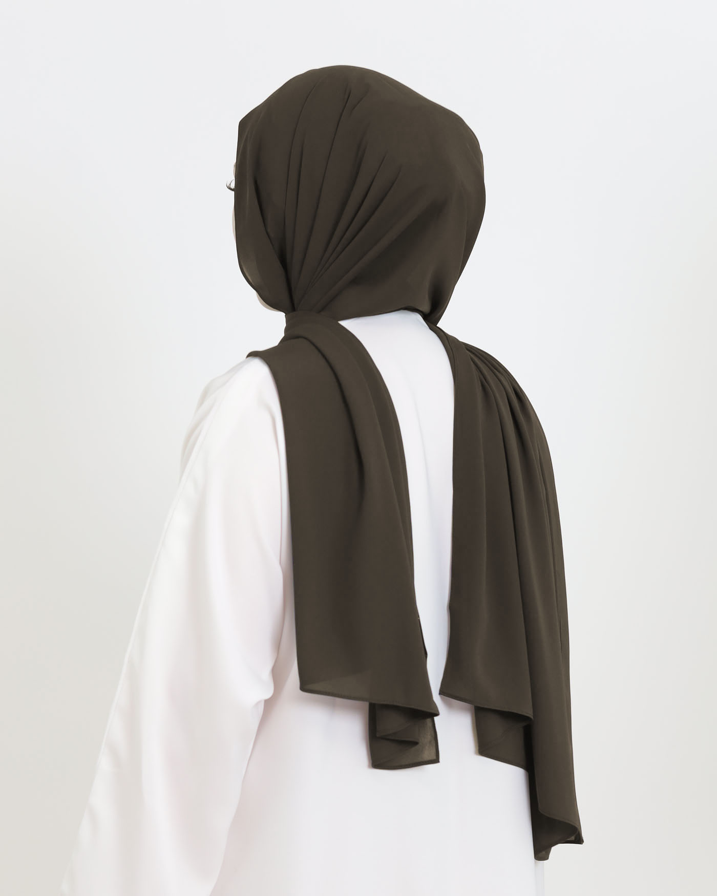 Hijab mit Kappe und integriertem Magneten - Luxus-Chiffon - Dunkelbraun - 2