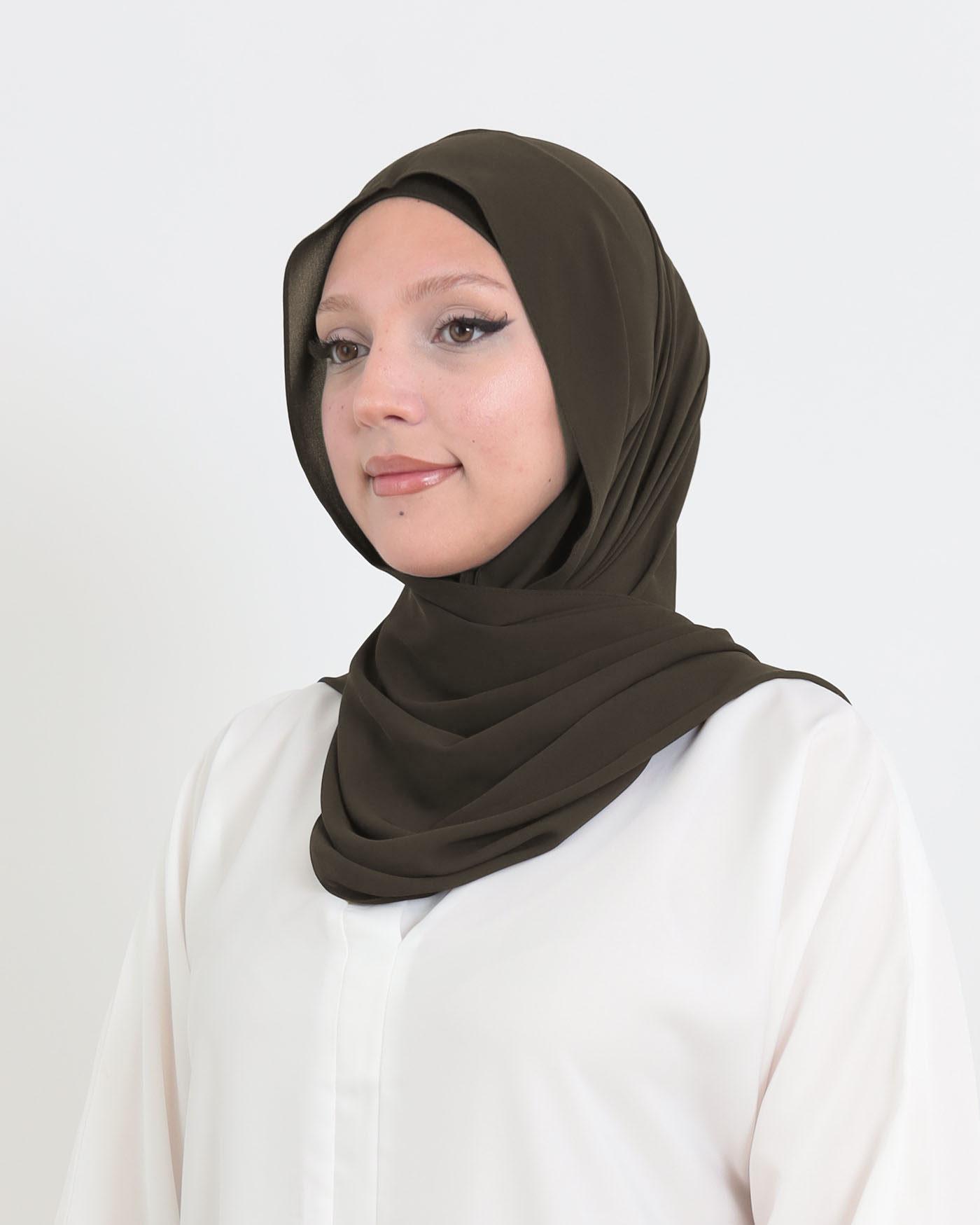 Hijab with cap and integrated magnet - Luxury Chiffon - Dark Brown