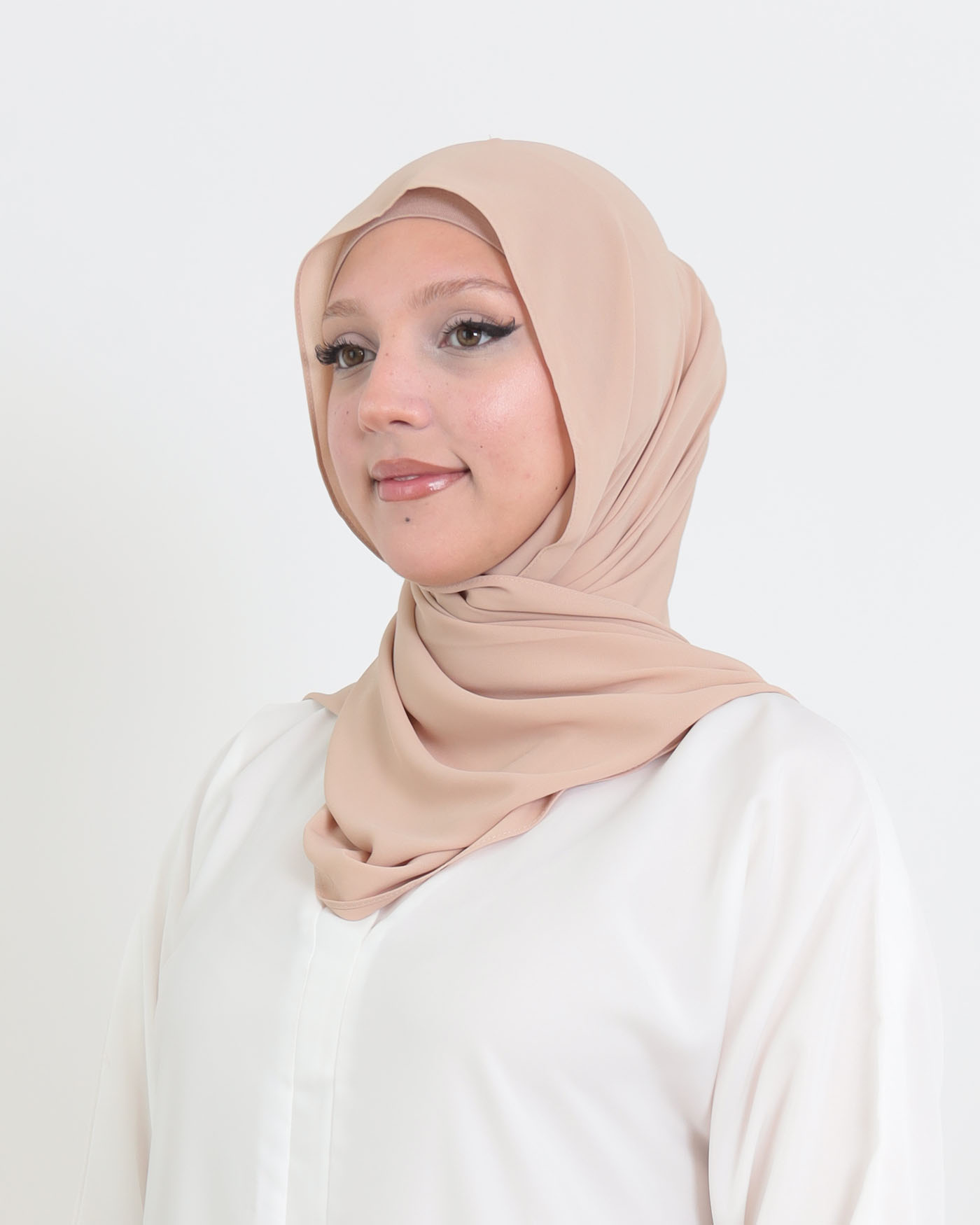 Hijab with cap and integrated magnet - Luxury Chiffon - Beige