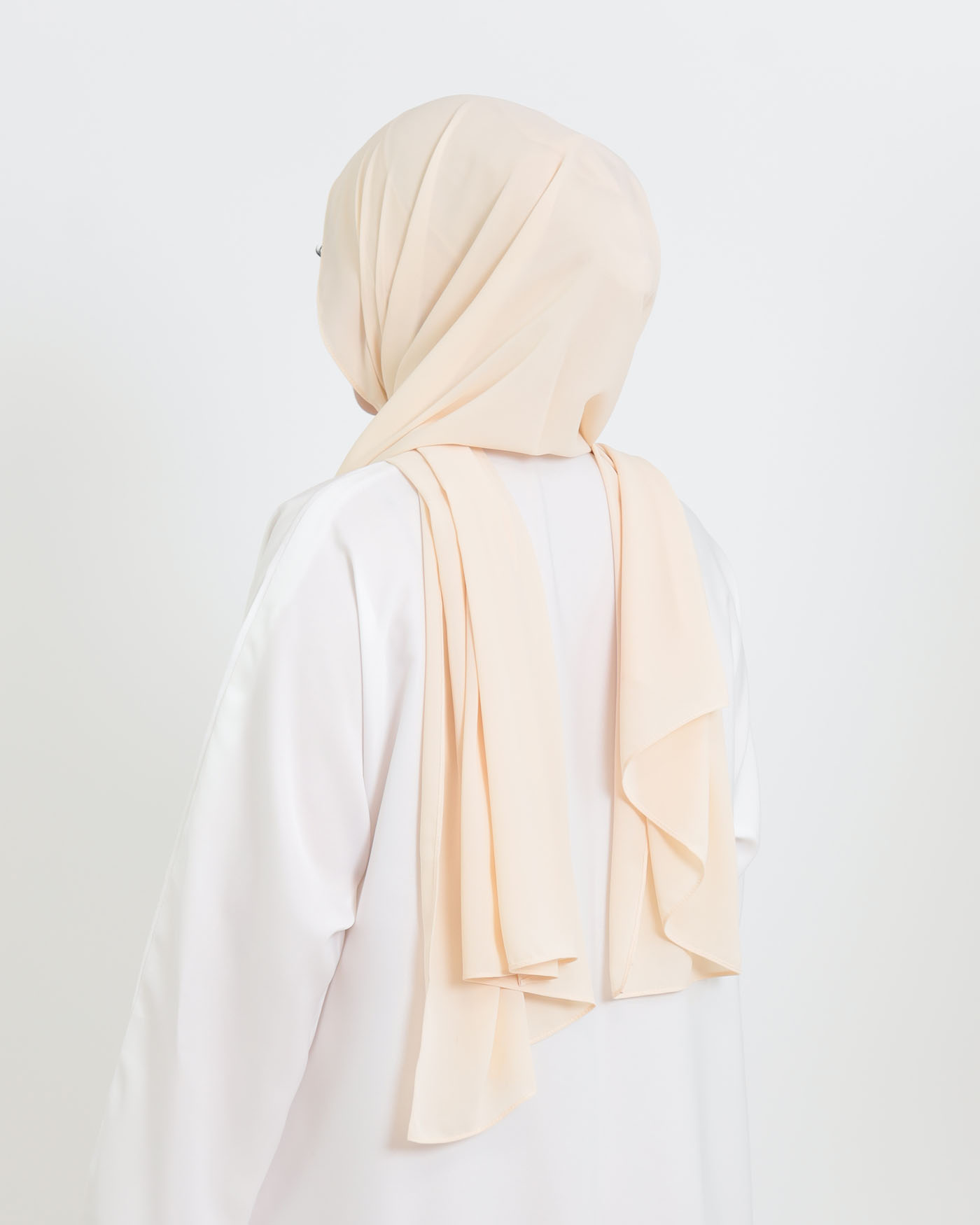 Hijab med cap och integrerad magnet - Lyx Chiffon - Kräm - 2