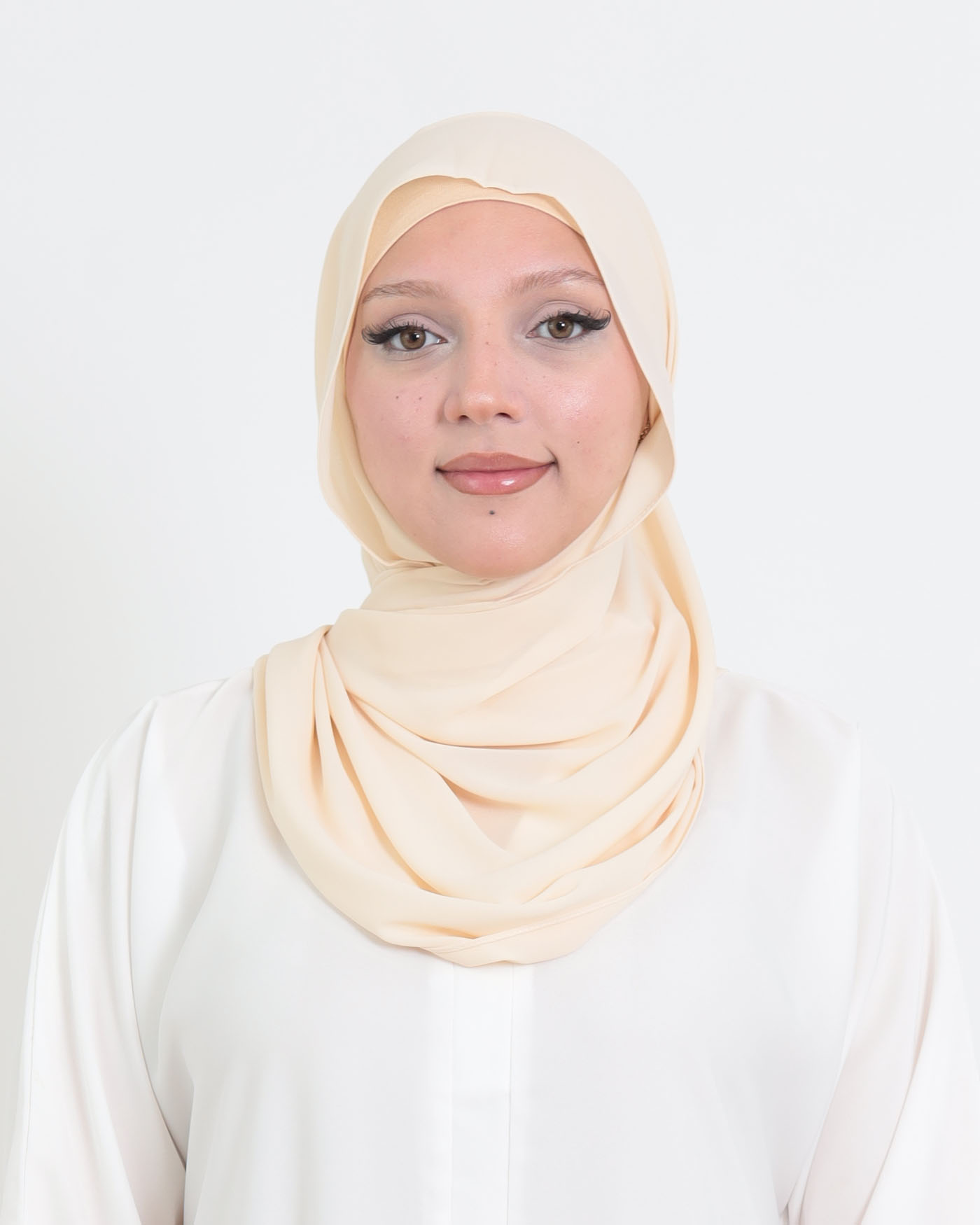 Hijab med cap och integrerad magnet - Lyx Chiffon - Kräm - 4