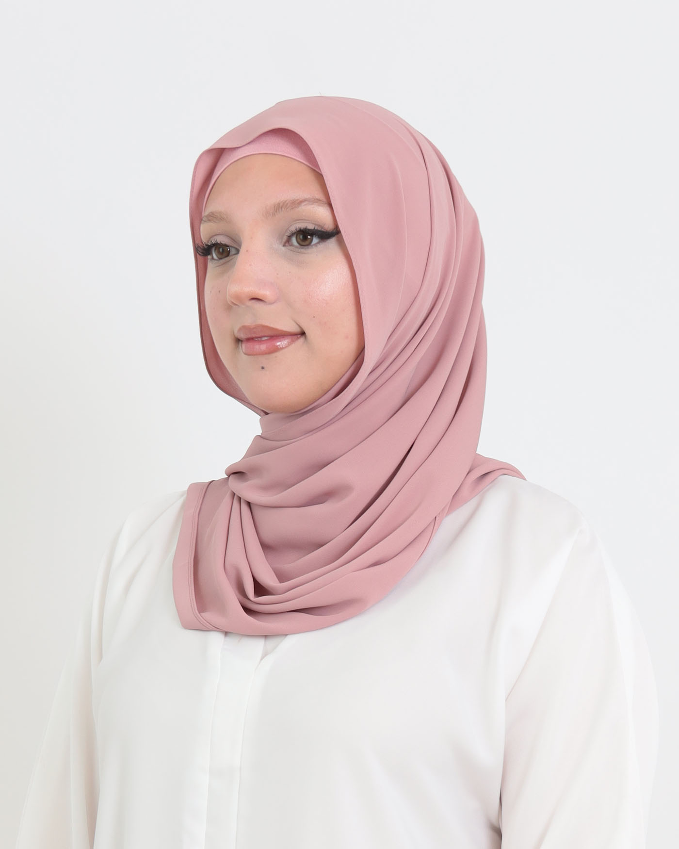Hijab med cap och integrerad magnet - Lyx Chiffon - Mauve