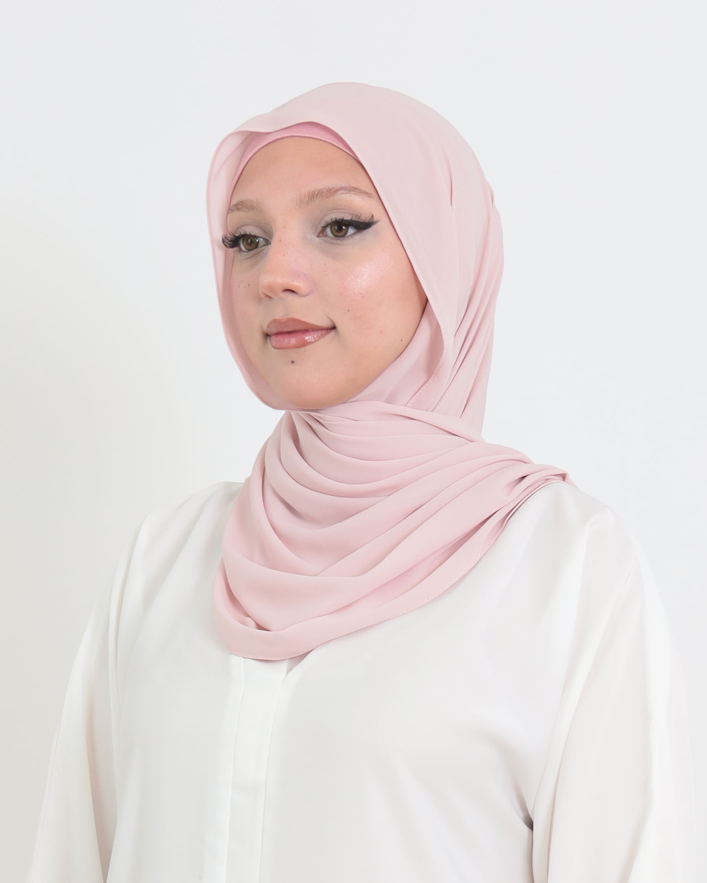 Hijab med cap och integrerad magnet - Lyx Chiffon - Rosa