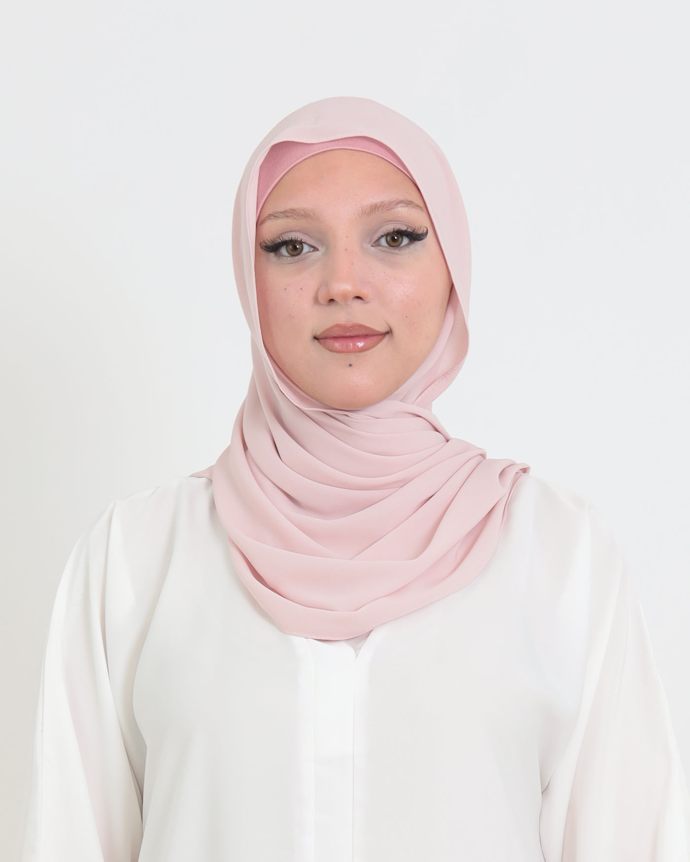 Hijab med cap och integrerad magnet - Lyx Chiffon - Rosa - 4