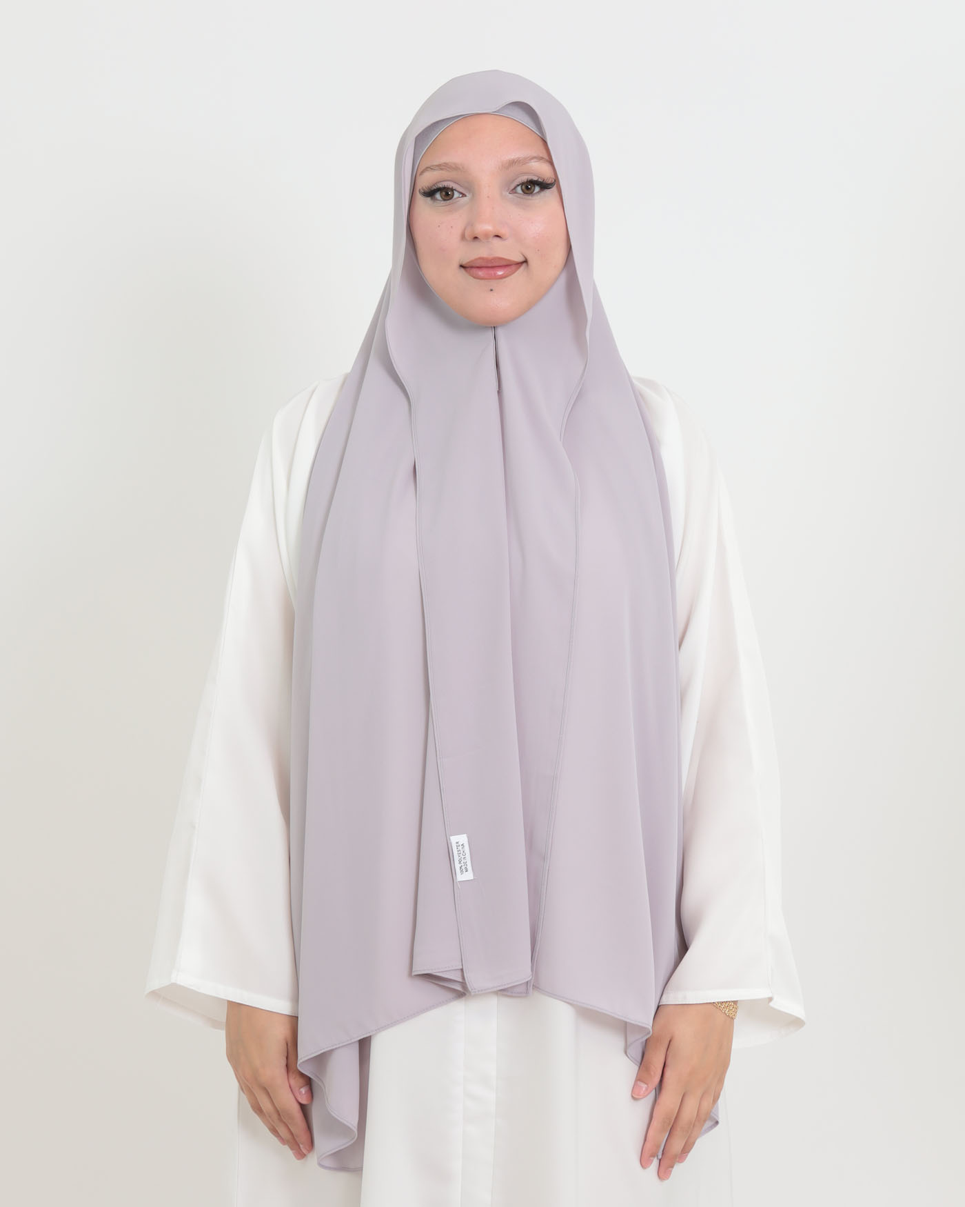 Hijab with cap and integrated magnet - Luxury Chiffon - Light Gray - 3