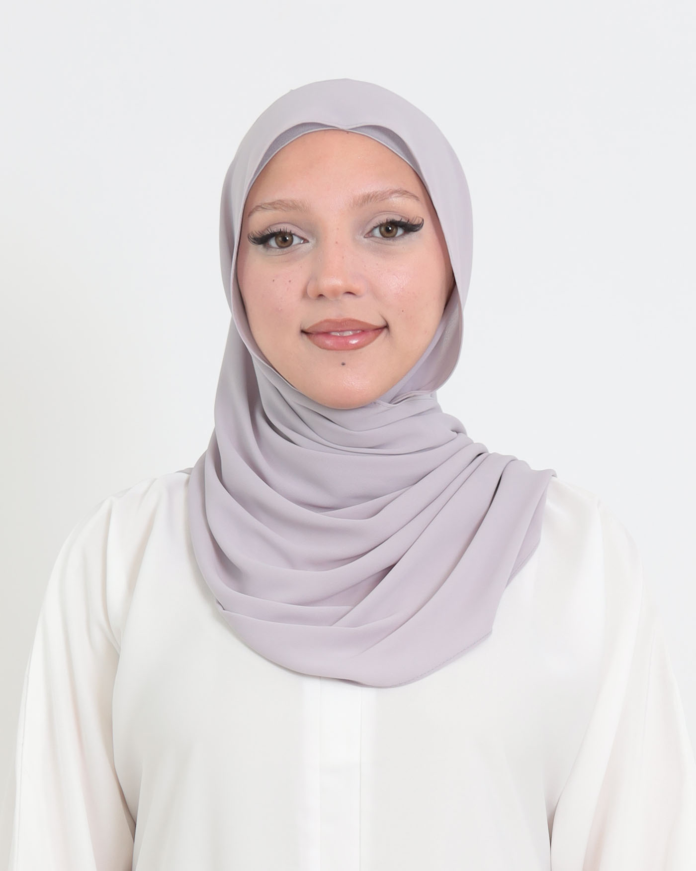 Hijab with cap and integrated magnet - Luxury Chiffon - Light Gray - 4