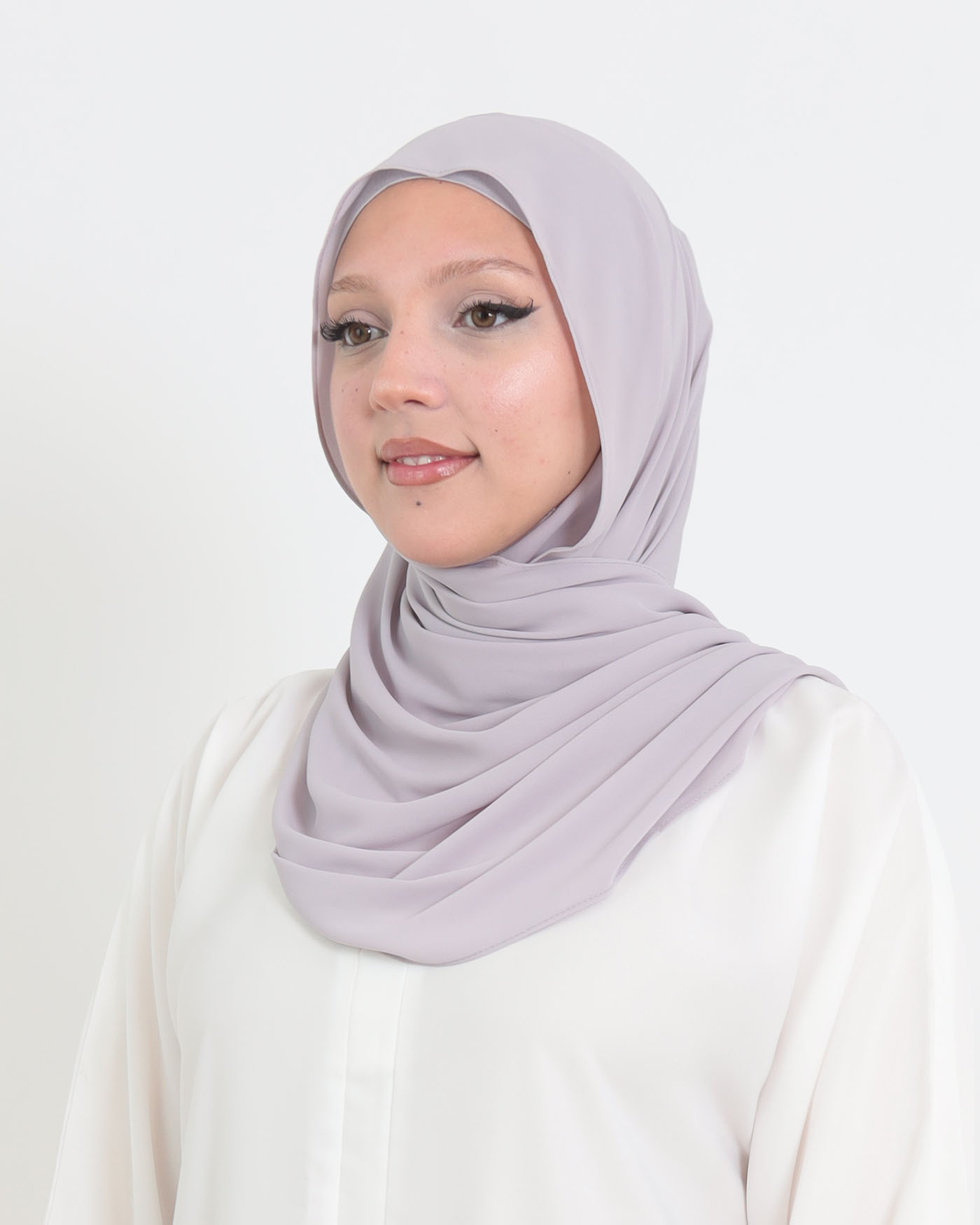 Hijab with cap and integrated magnet - Luxury Chiffon - Light Gray