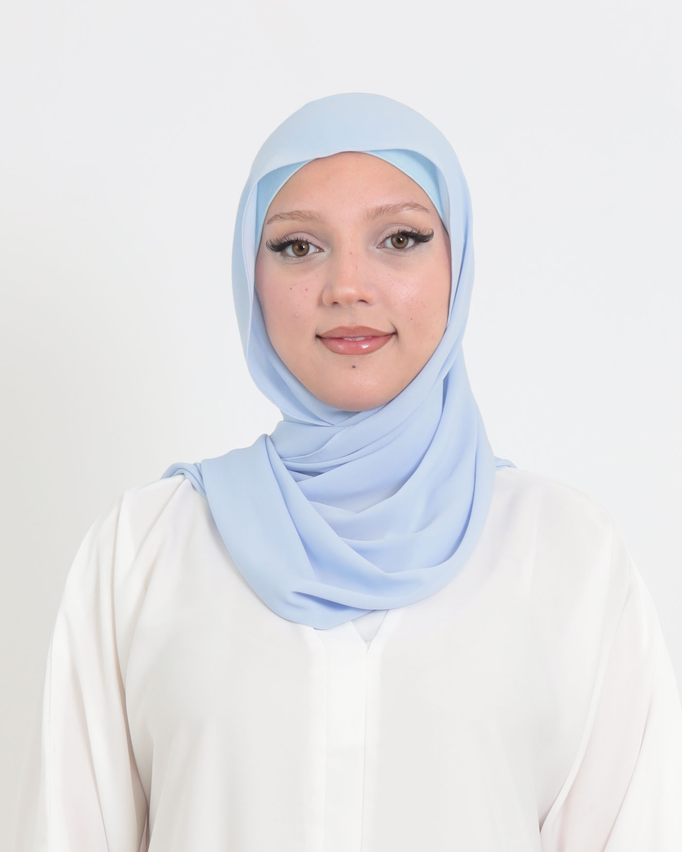 Hijab with cap and integrated magnet - Luxury Chiffon - Sky Blue - 4