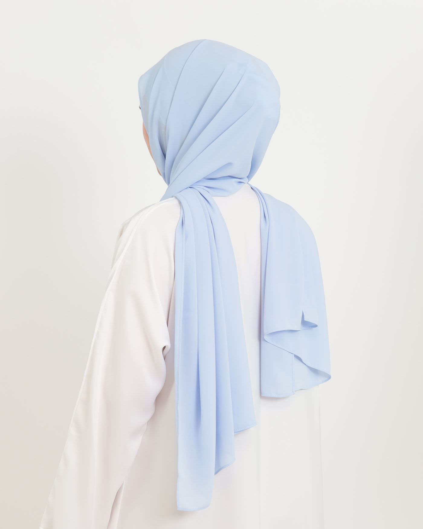 Hijab with cap and integrated magnet - Luxury Chiffon - Sky Blue - 2