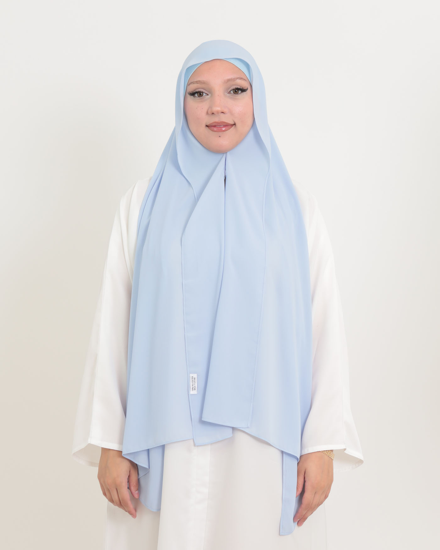 Hijab with cap and integrated magnet - Luxury Chiffon - Sky Blue - 3