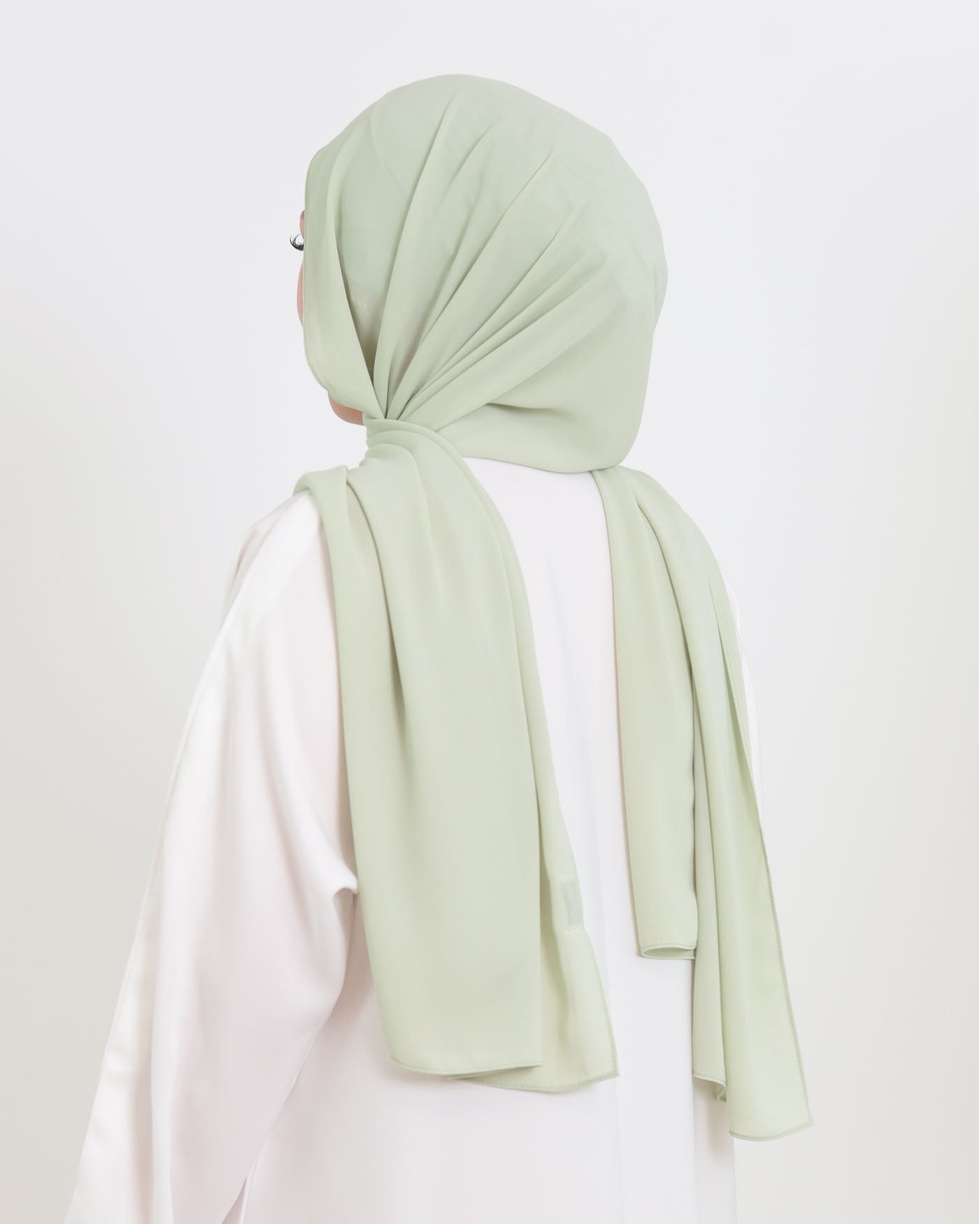 Hijab with cap and integrated magnet - Luxury Chiffon - Pistachio Green - 2