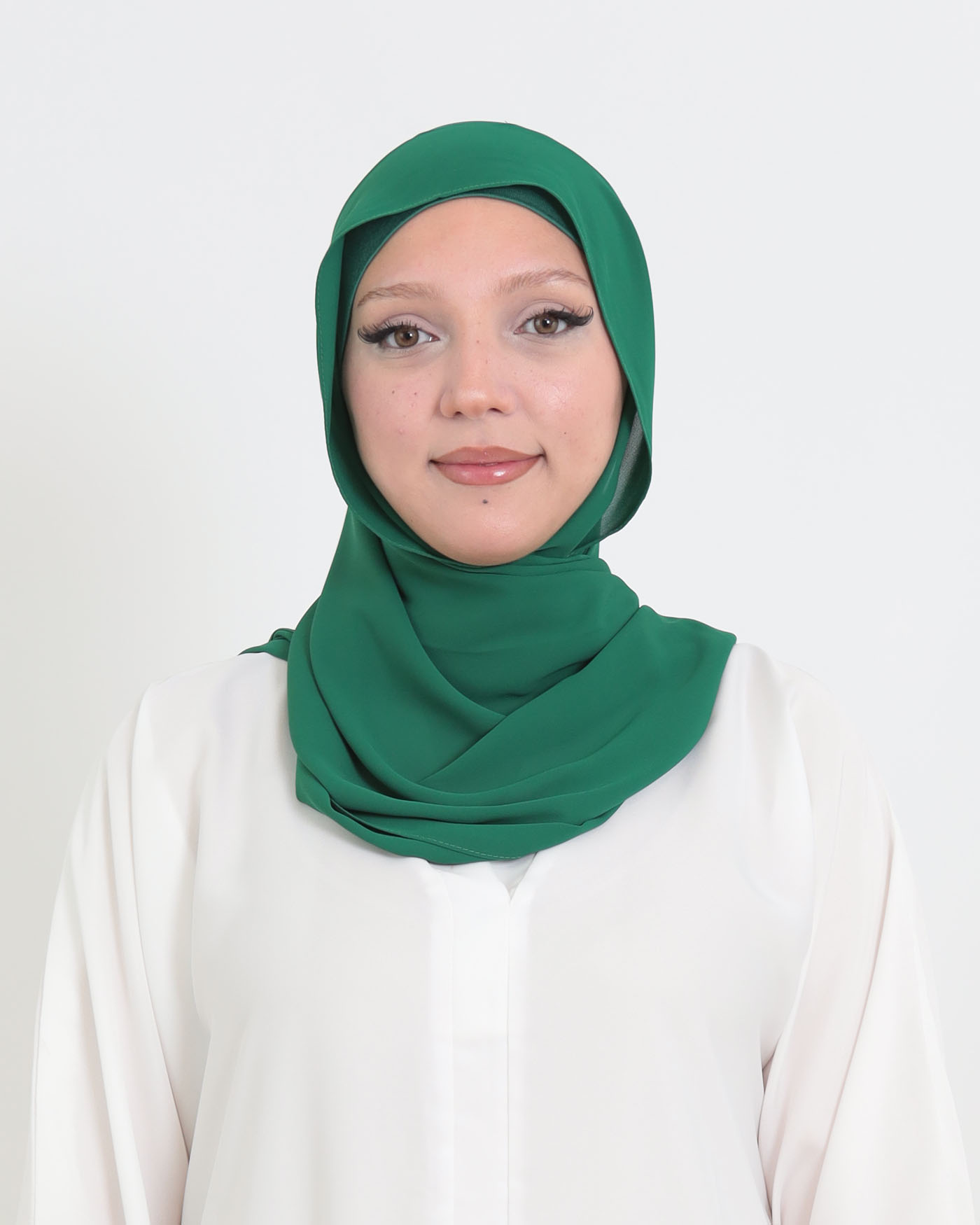 Hijab with cap and integrated magnet - Luxury Chiffon - Green - 4