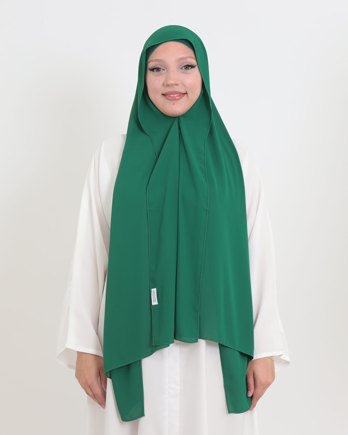 Hijab with cap and integrated magnet - Luxury Chiffon - Green - 3