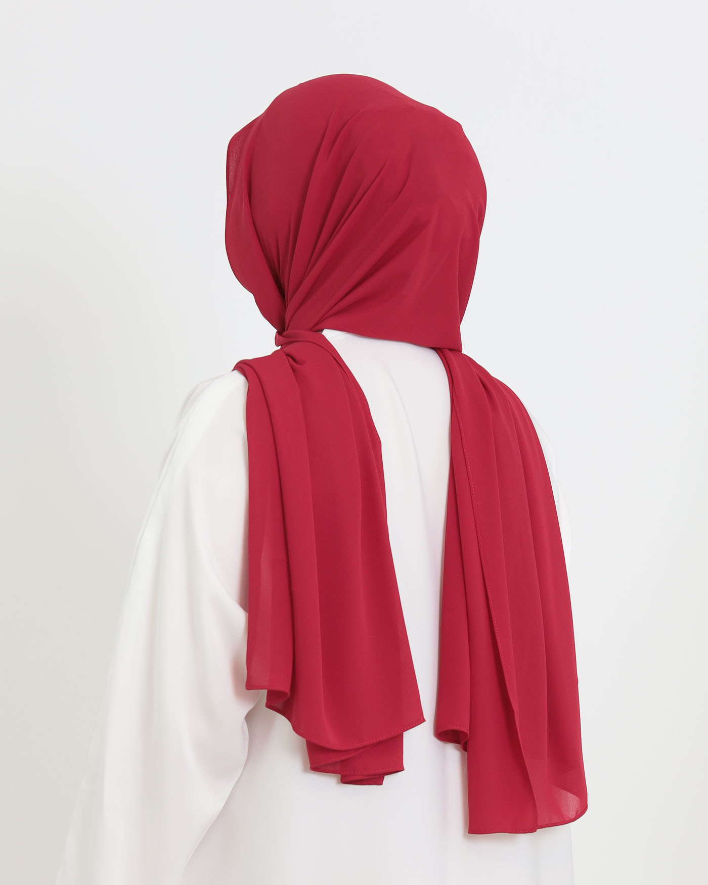 Hijab med cap och integrerad magnet - Lyx Chiffon - Maroon - 2