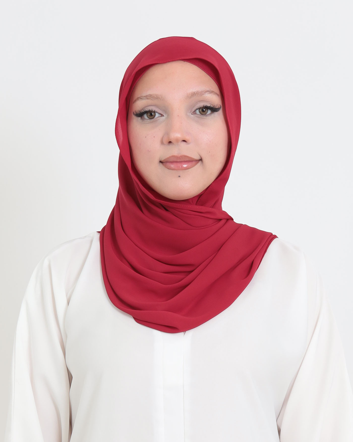 Hijab med cap och integrerad magnet - Lyx Chiffon - Maroon - 4